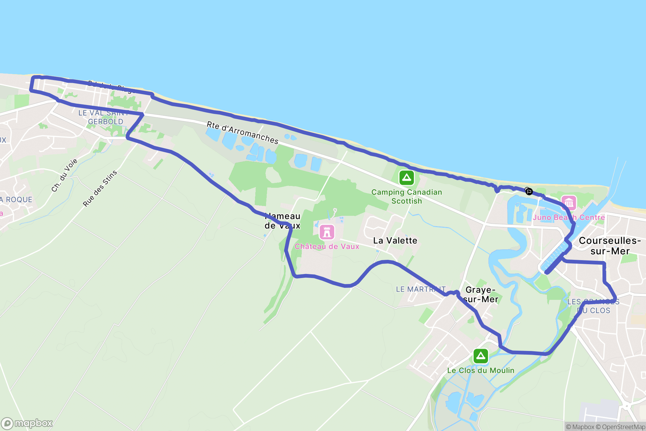 Courseulles-sur-Mer : carte du parcours de randonnée - France