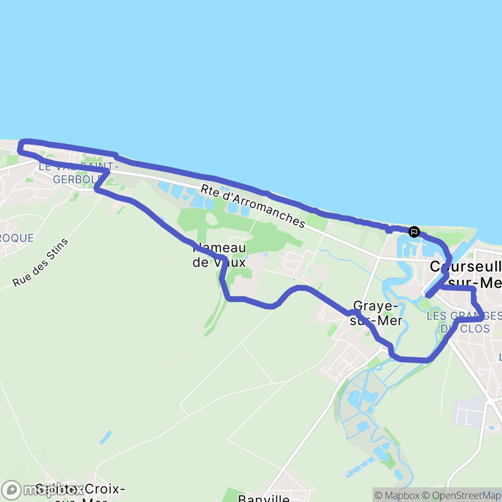 Courseulles-sur-Mer : carte du parcours de randonnée - France