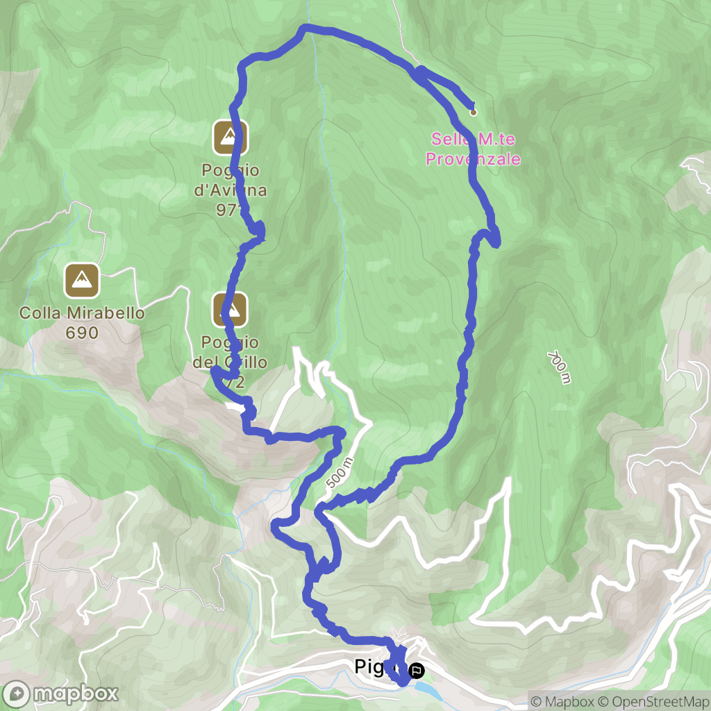 Pigna : carte du parcours de randonnée - Italy