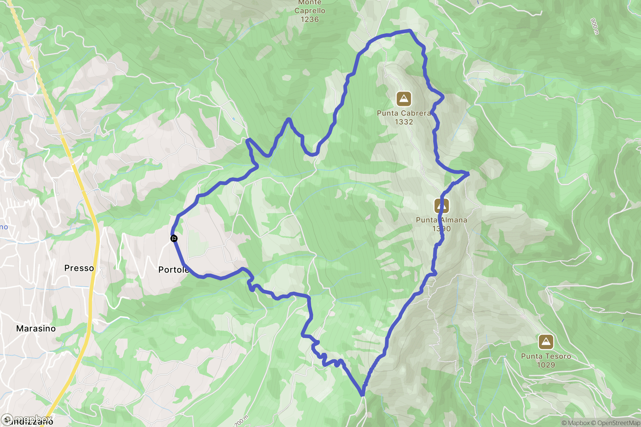 Sale Marasino : carte du parcours de randonnée - Italy