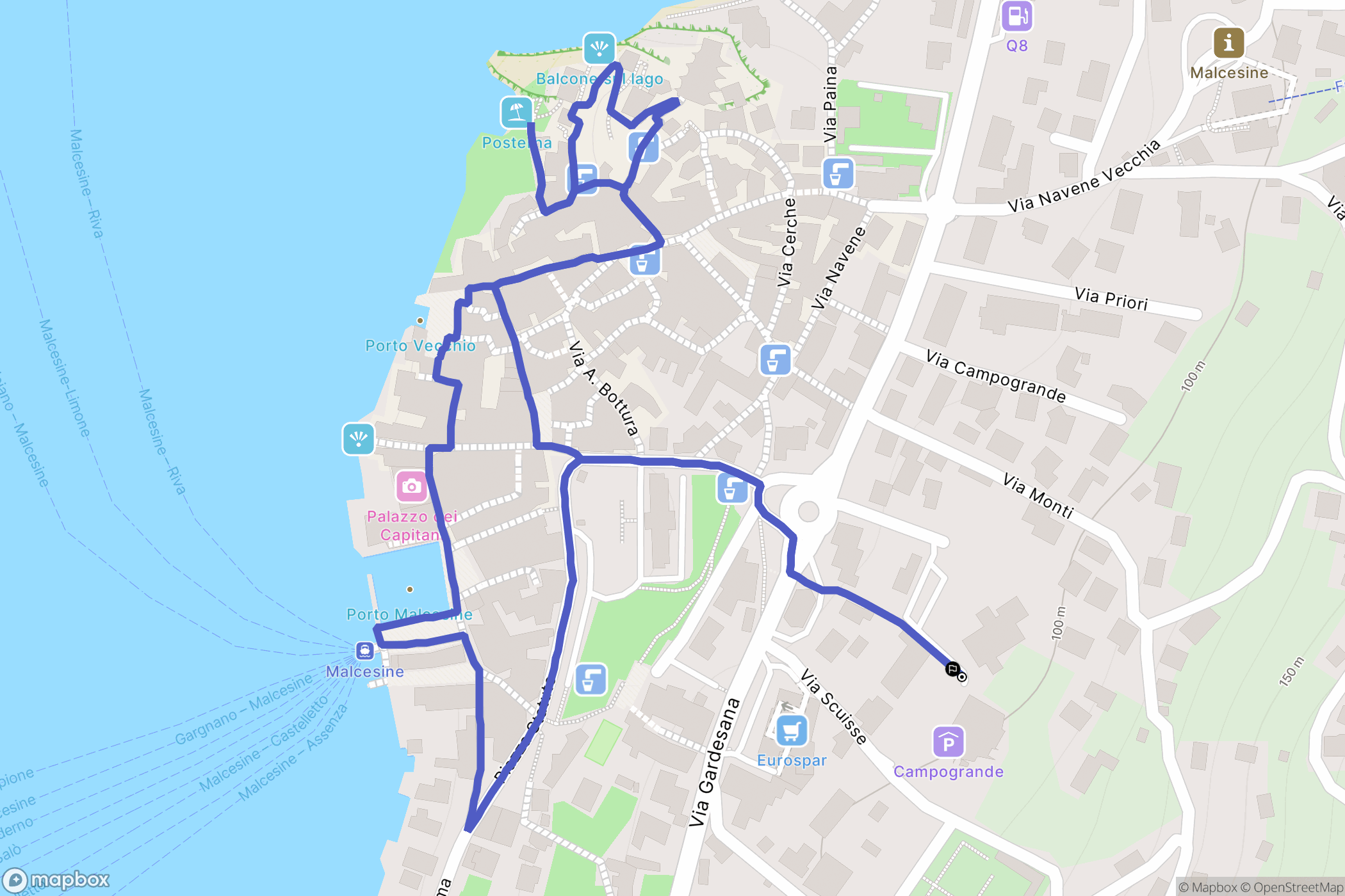 Malcesine : carte du parcours de randonnée - Italy