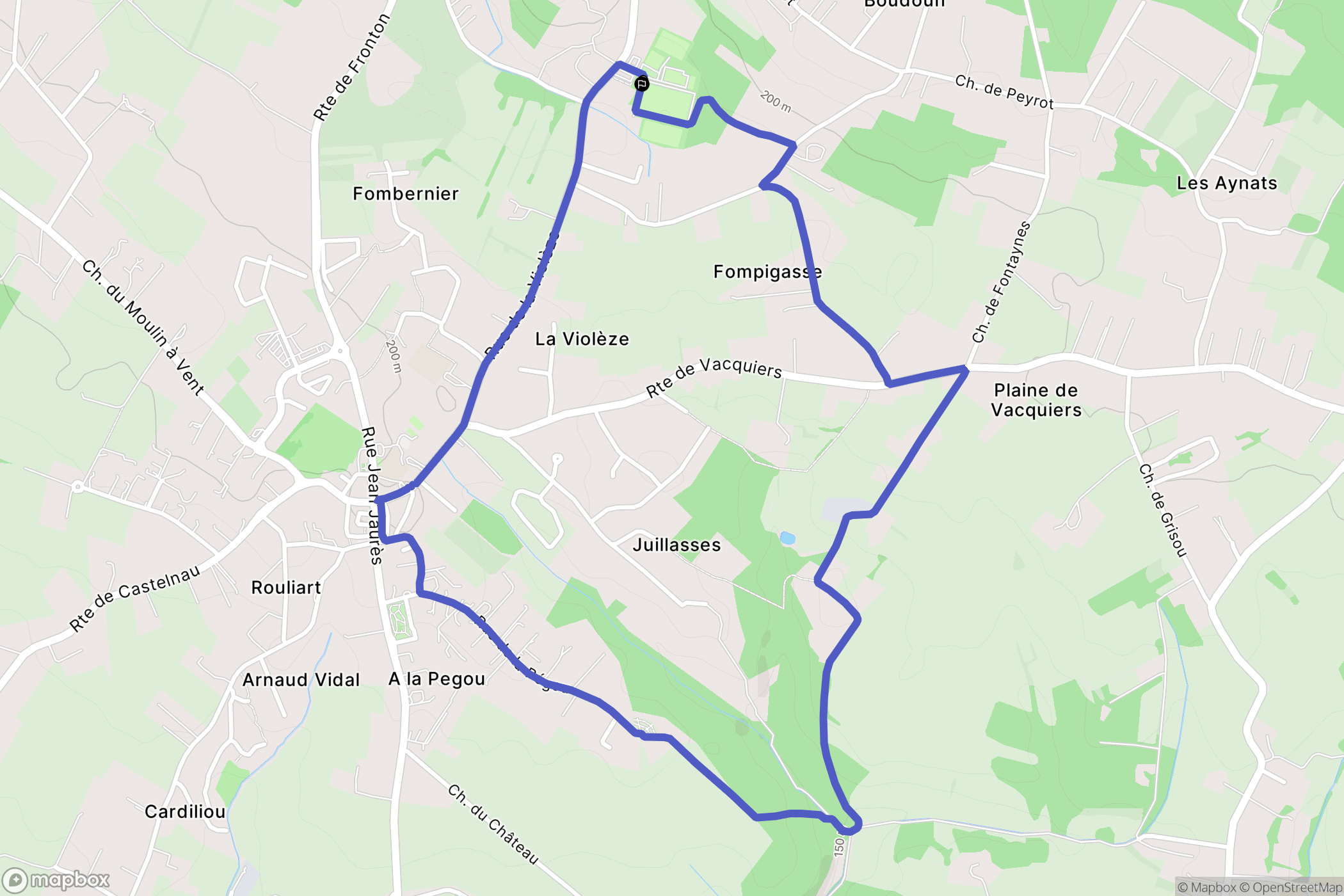 Bouloc : carte du parcours de randonnée - France