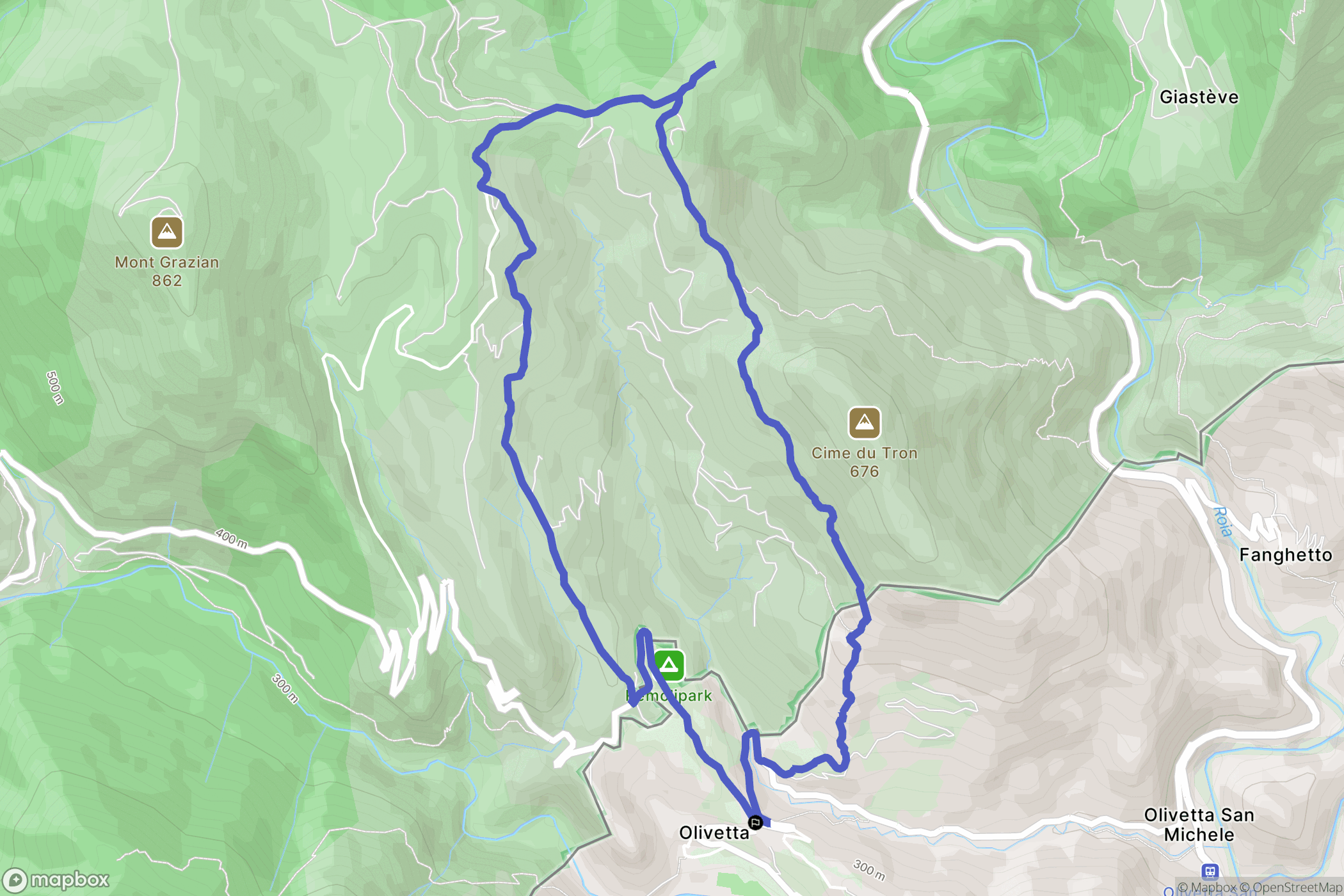 Olivetta : carte du parcours de randonnée - Italy
