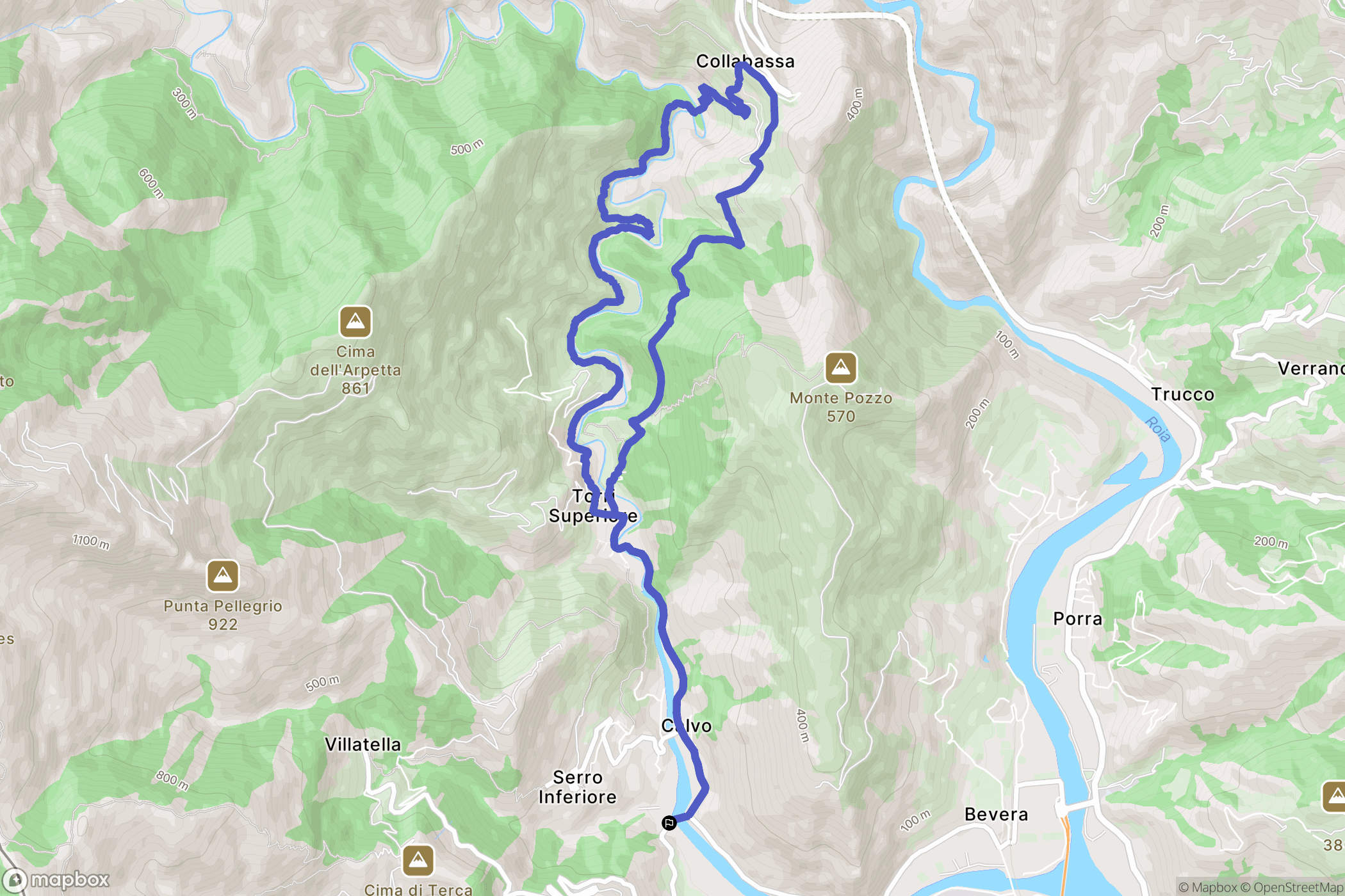 Ventimiglia : carte du parcours de randonnée - Italy