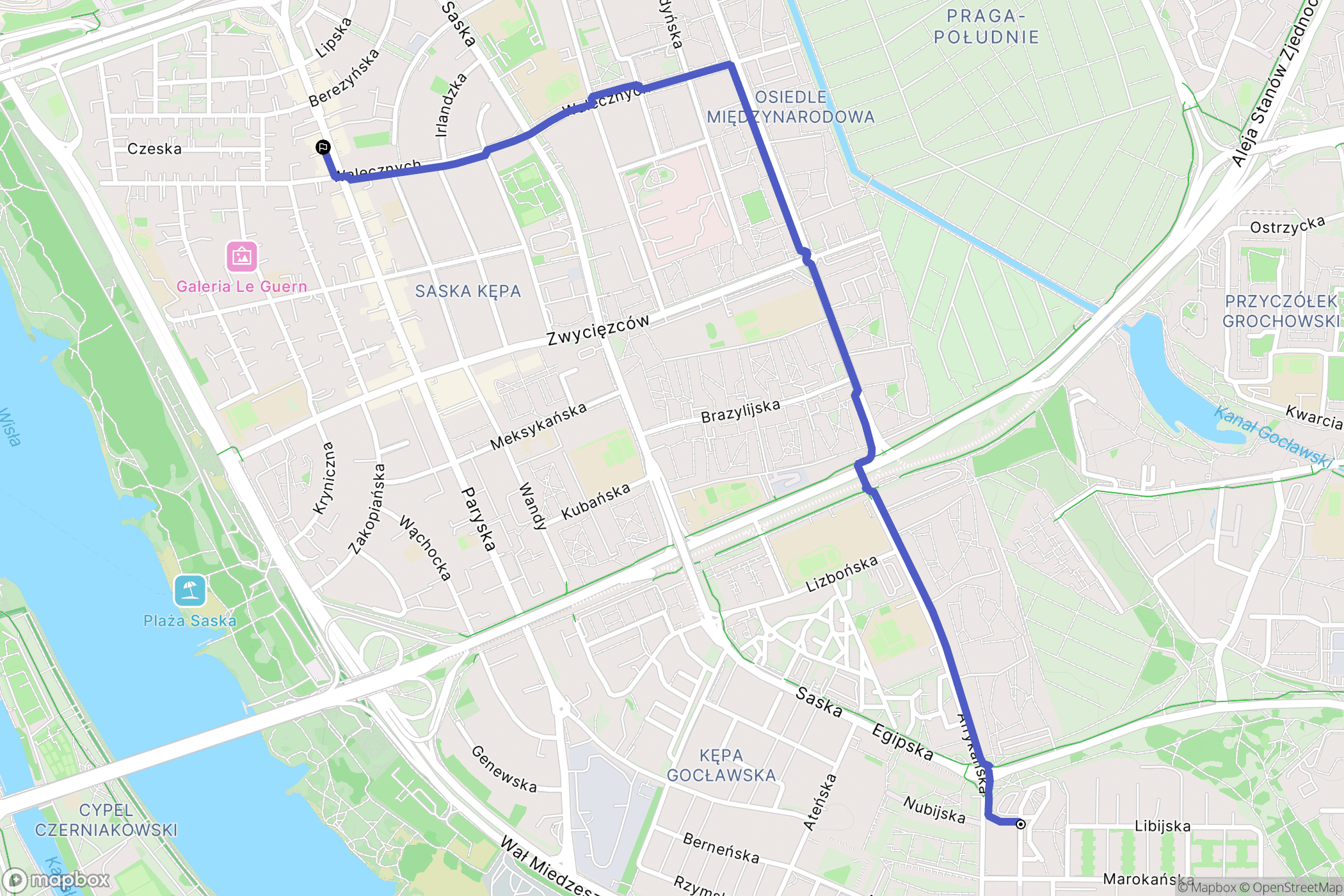 Warszawa: mapa trasy - Poland
