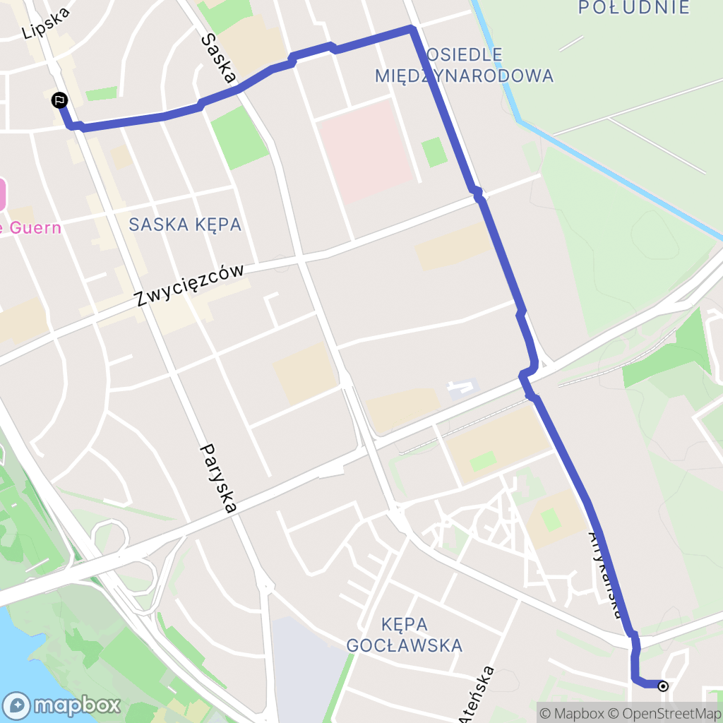 Warszawa: mapa trasy - Poland