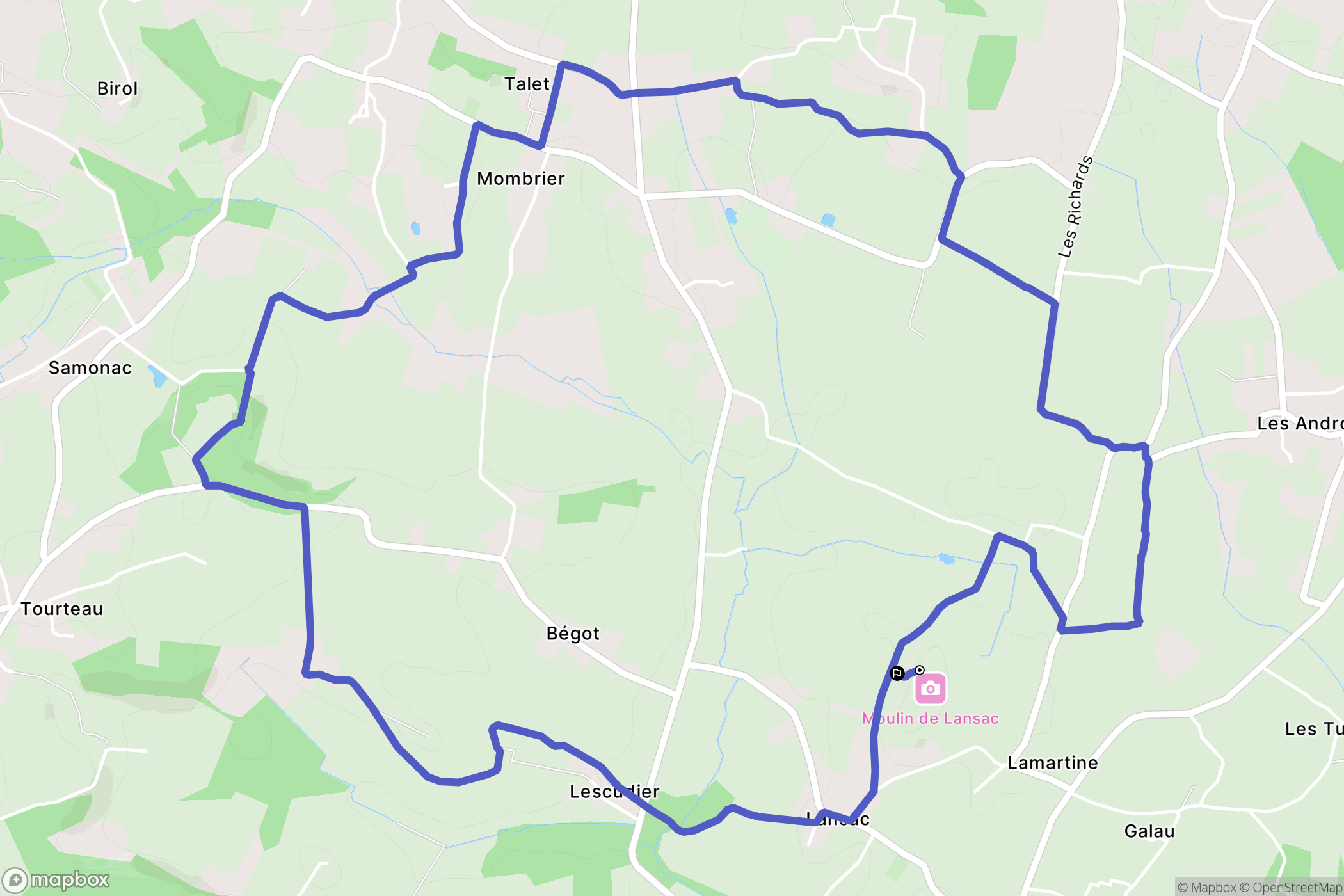 Lansac : carte du parcours de randonnée - France