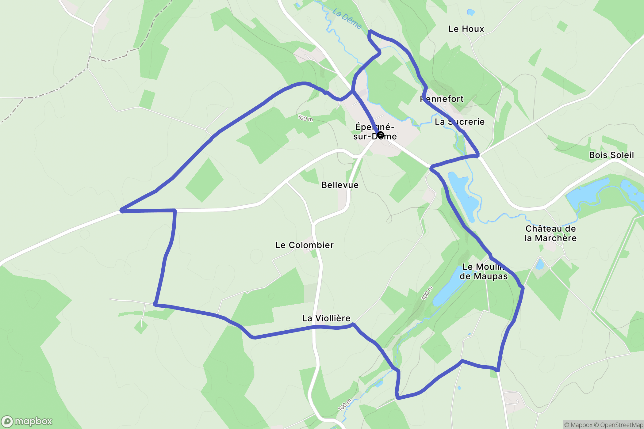 Épeigné-sur-Dême : carte du parcours de randonnée - France