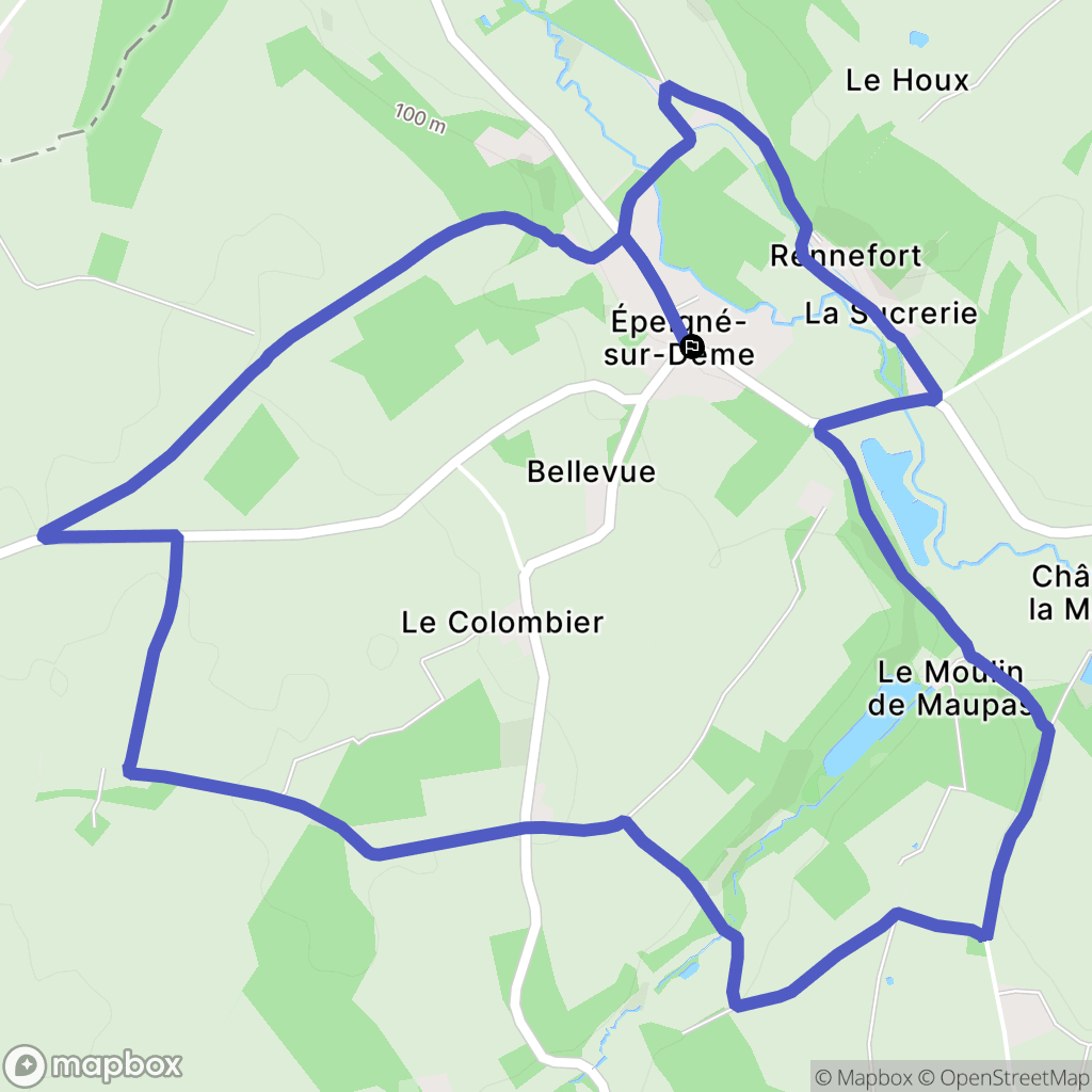 Épeigné-sur-Dême : carte du parcours de randonnée - France
