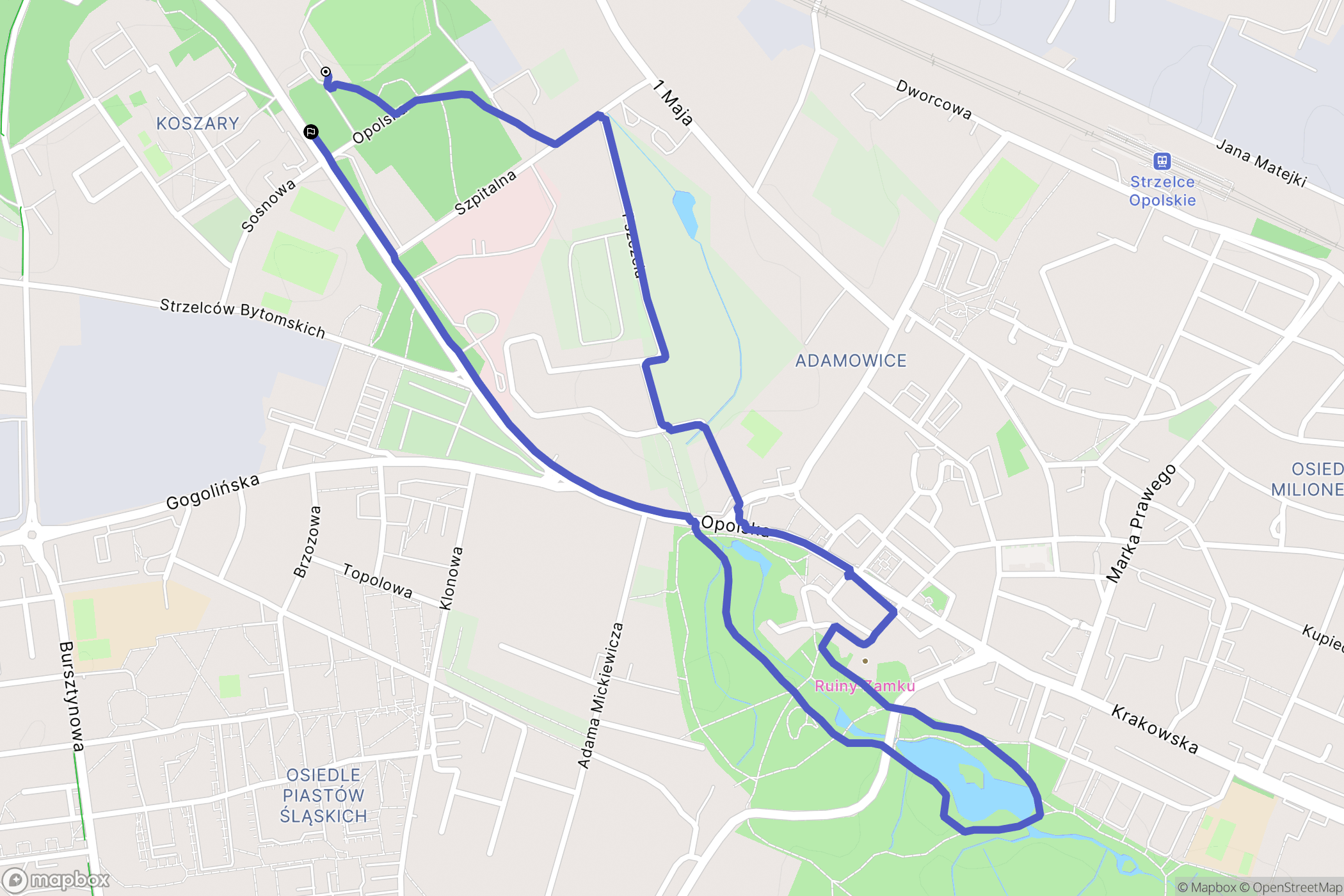 Strzelce Opolskie: mapa trasy - Poland