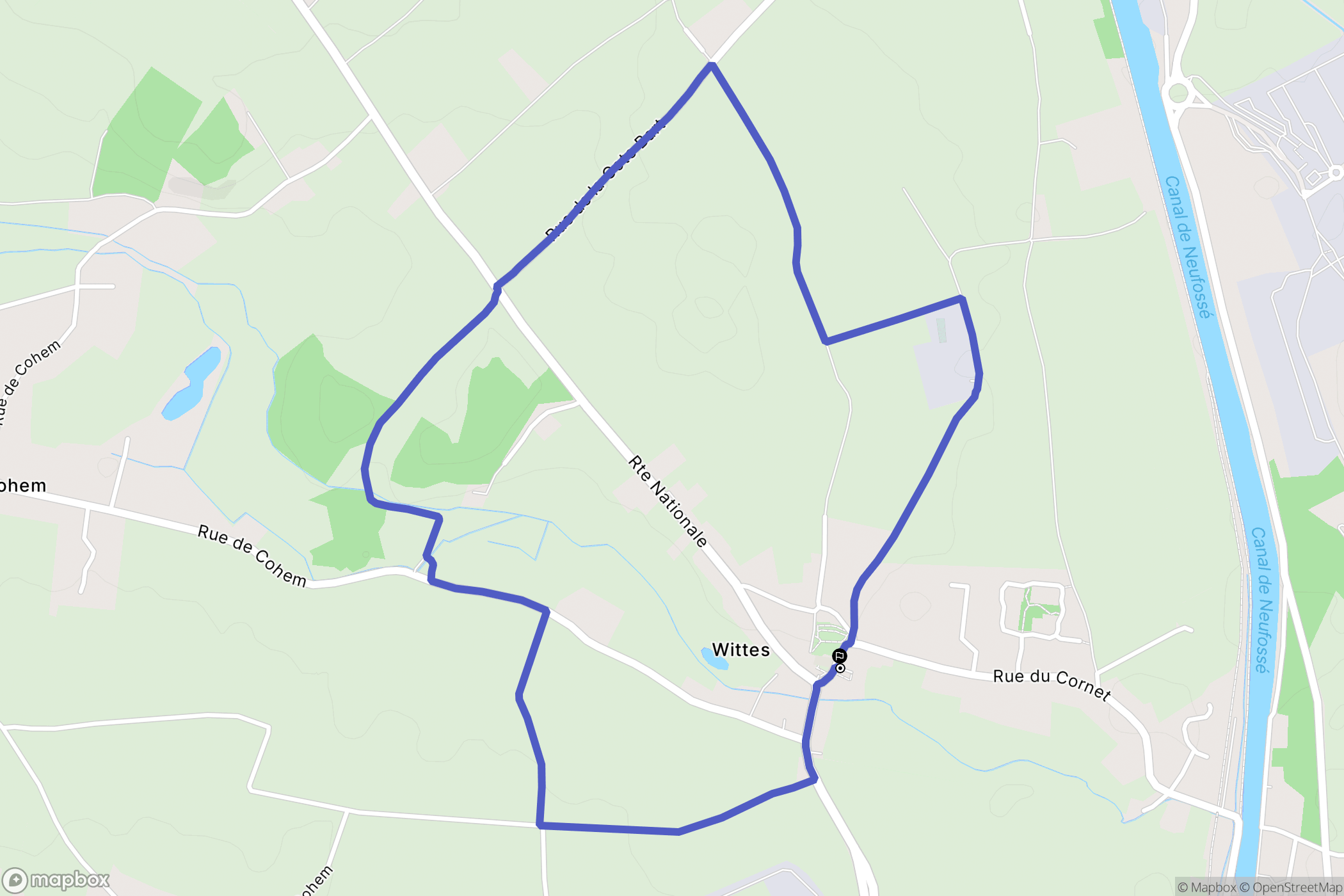 Wittes : carte du parcours de randonnée - France