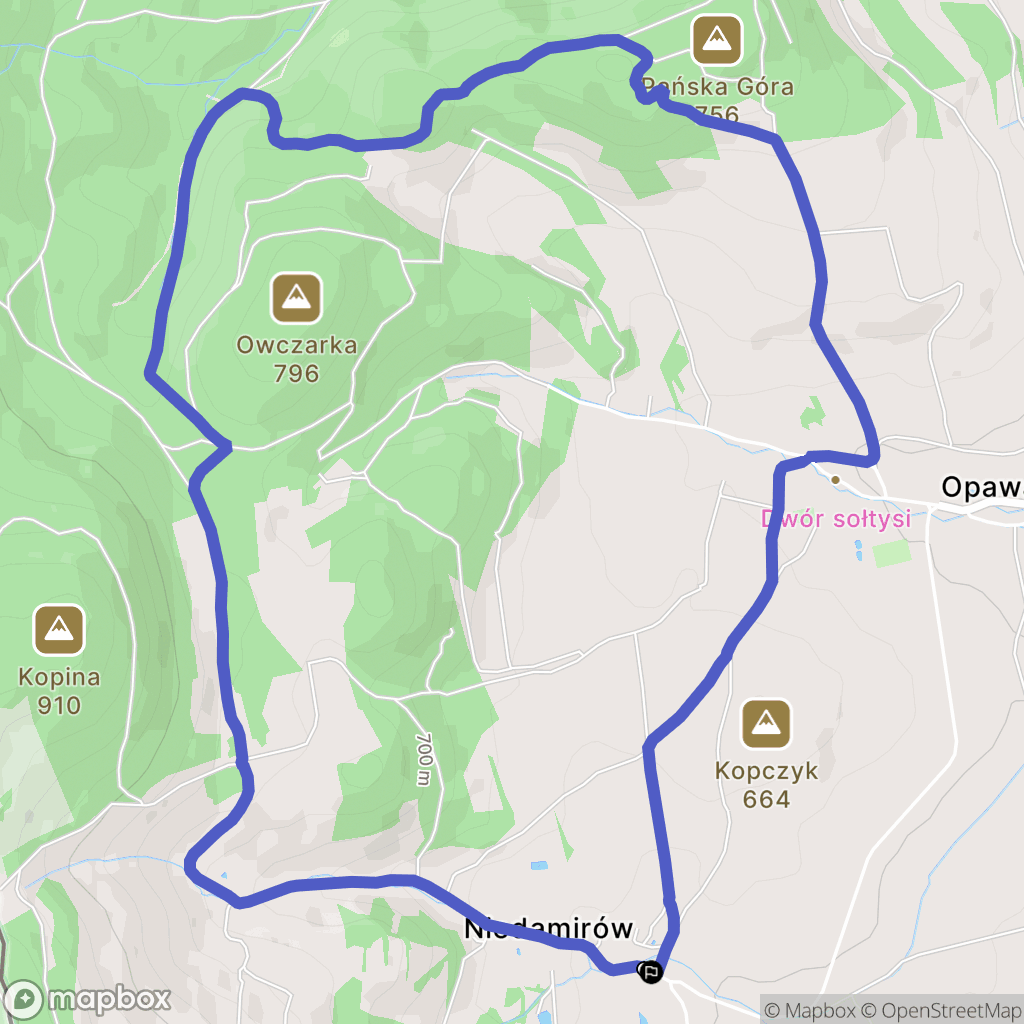 Niedamirów: mapa trasy - Poland