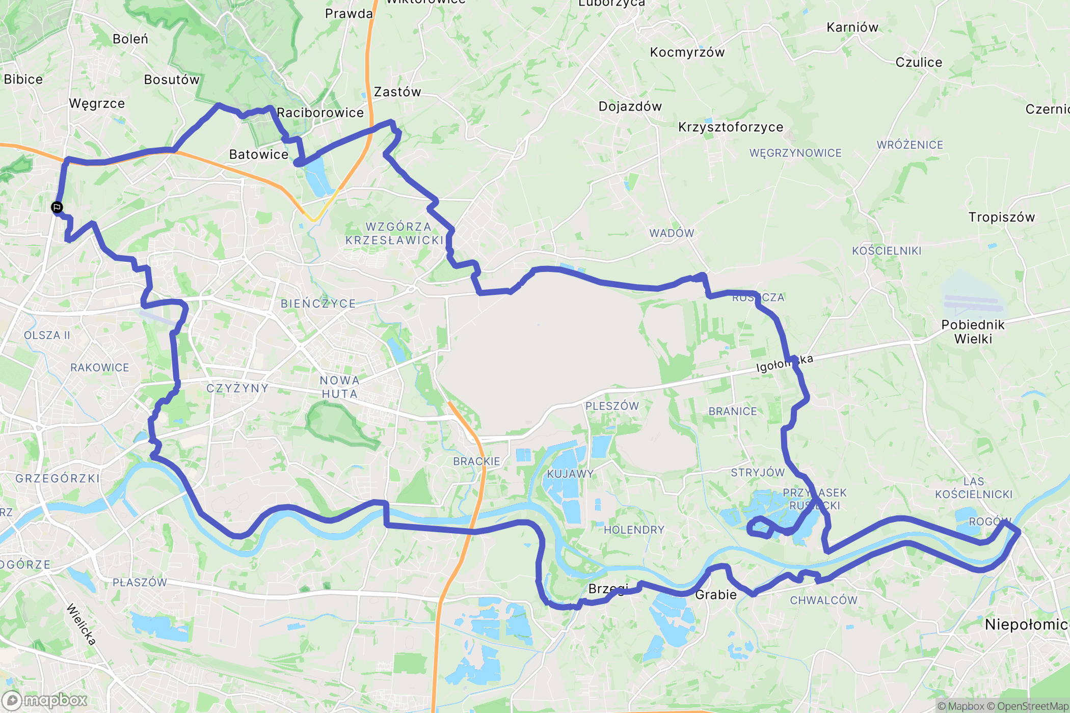 Kraków: mapa trasy - Poland