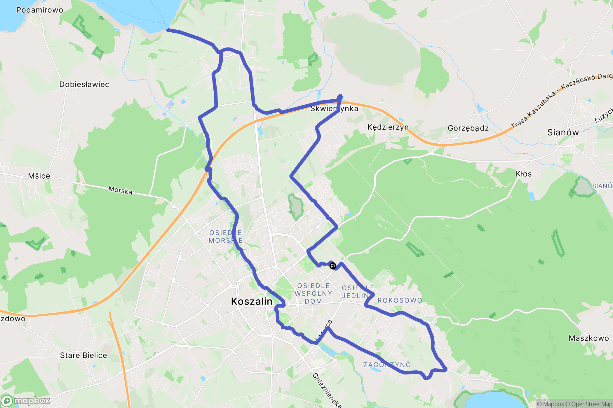 Koszalin: mapa trasy - Poland