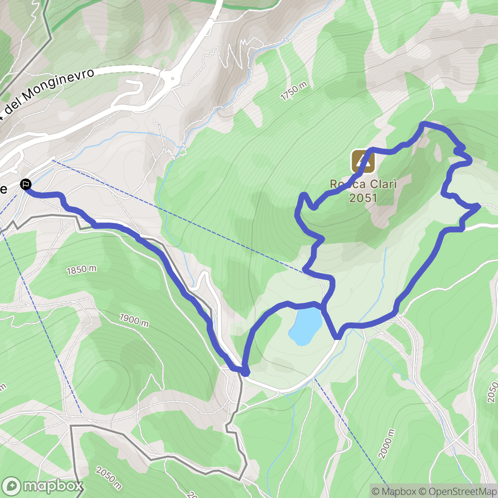 Claviere : carte du parcours de randonnée - Italy
