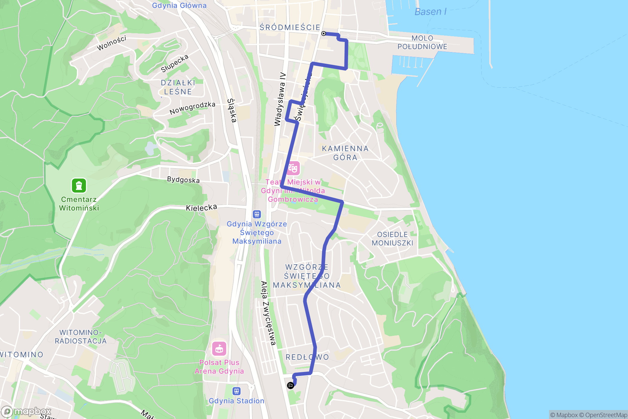 Gdynia: mapa trasy - Poland