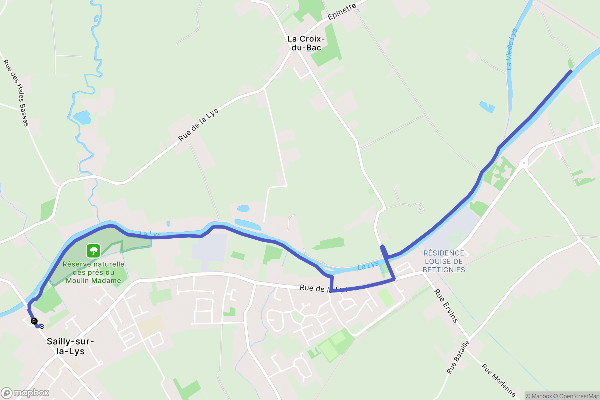 Sailly-sur-la-Lys : carte du parcours de randonnée - France