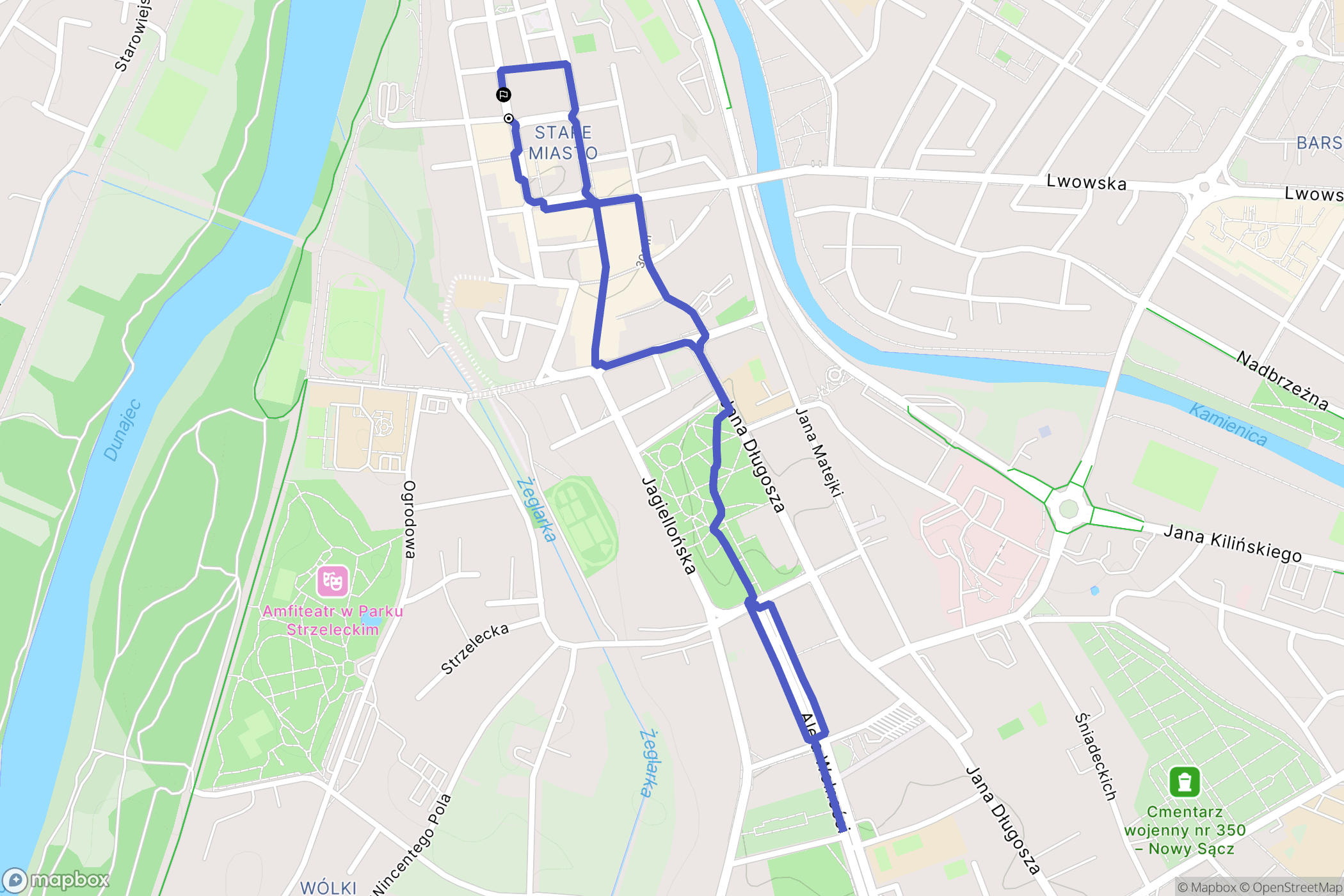 Nowy Sącz: mapa trasy - Poland