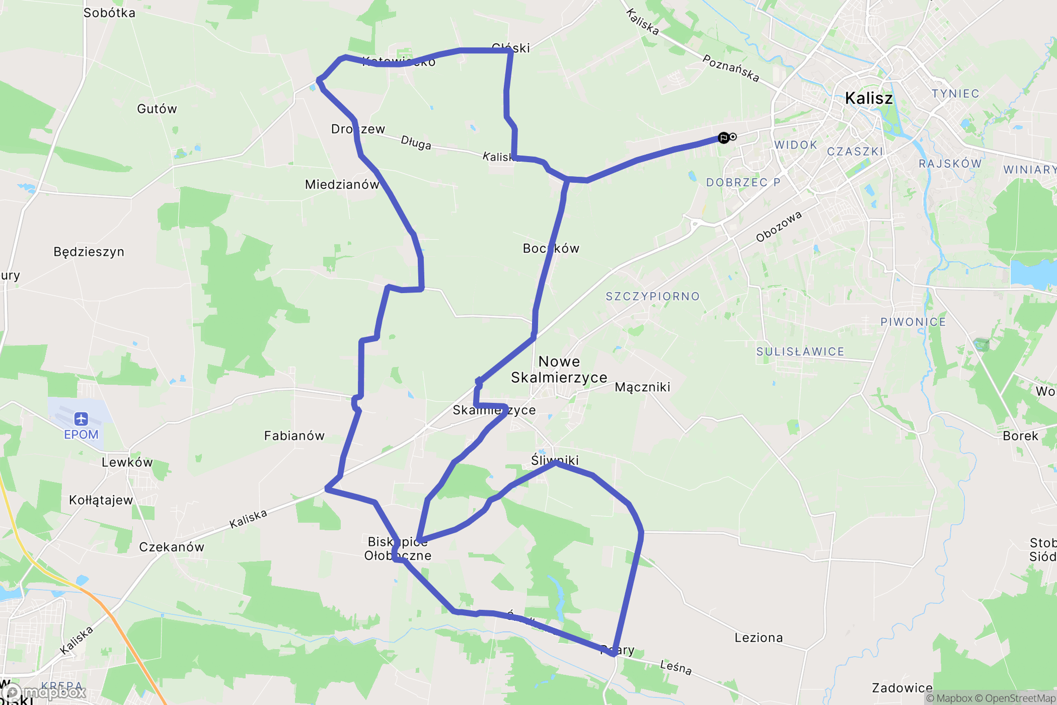Kalisz: mapa trasy - Poland
