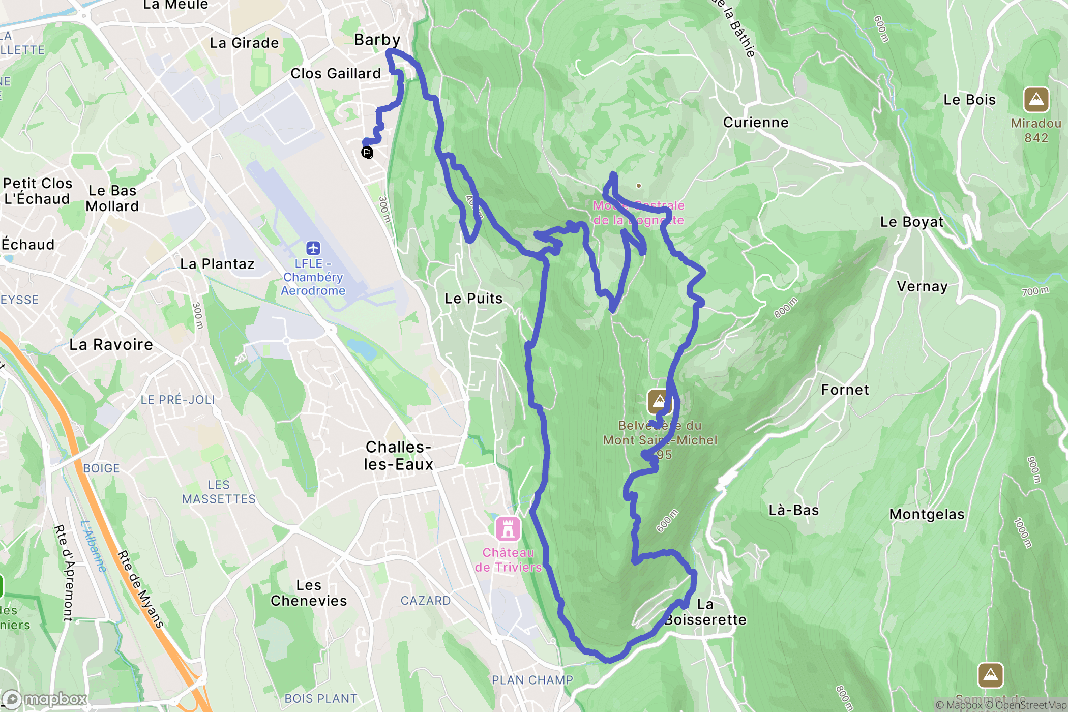 Barby : carte du parcours de randonnée - France