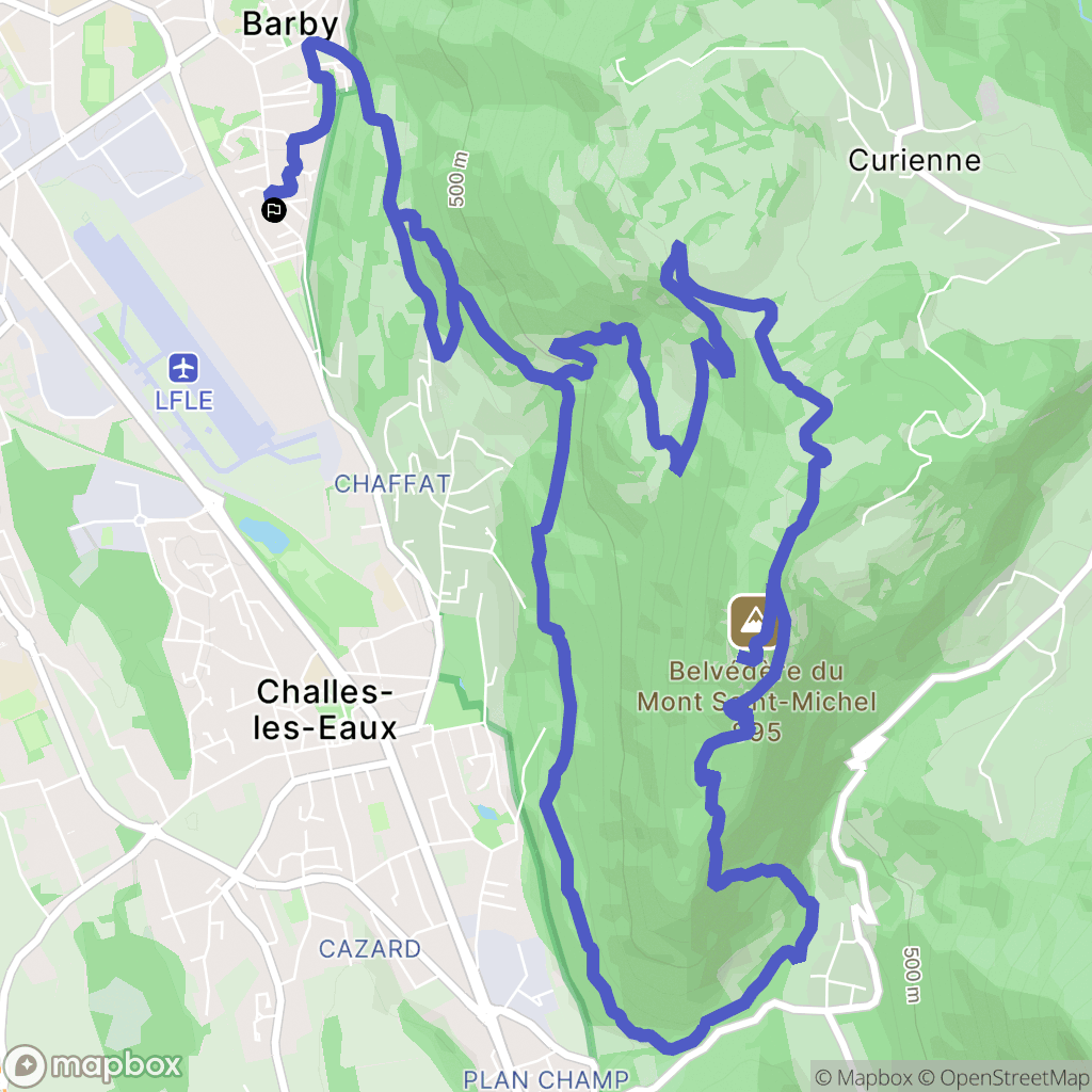 Barby : carte du parcours de randonnée - France
