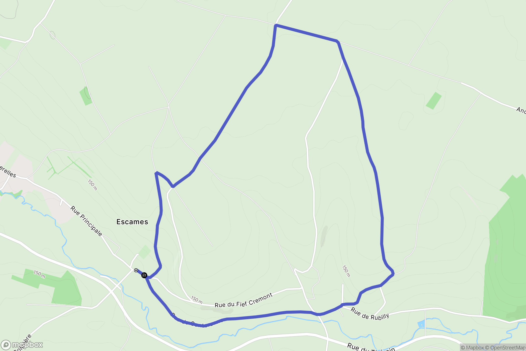 Escames : carte du parcours de randonnée - France
