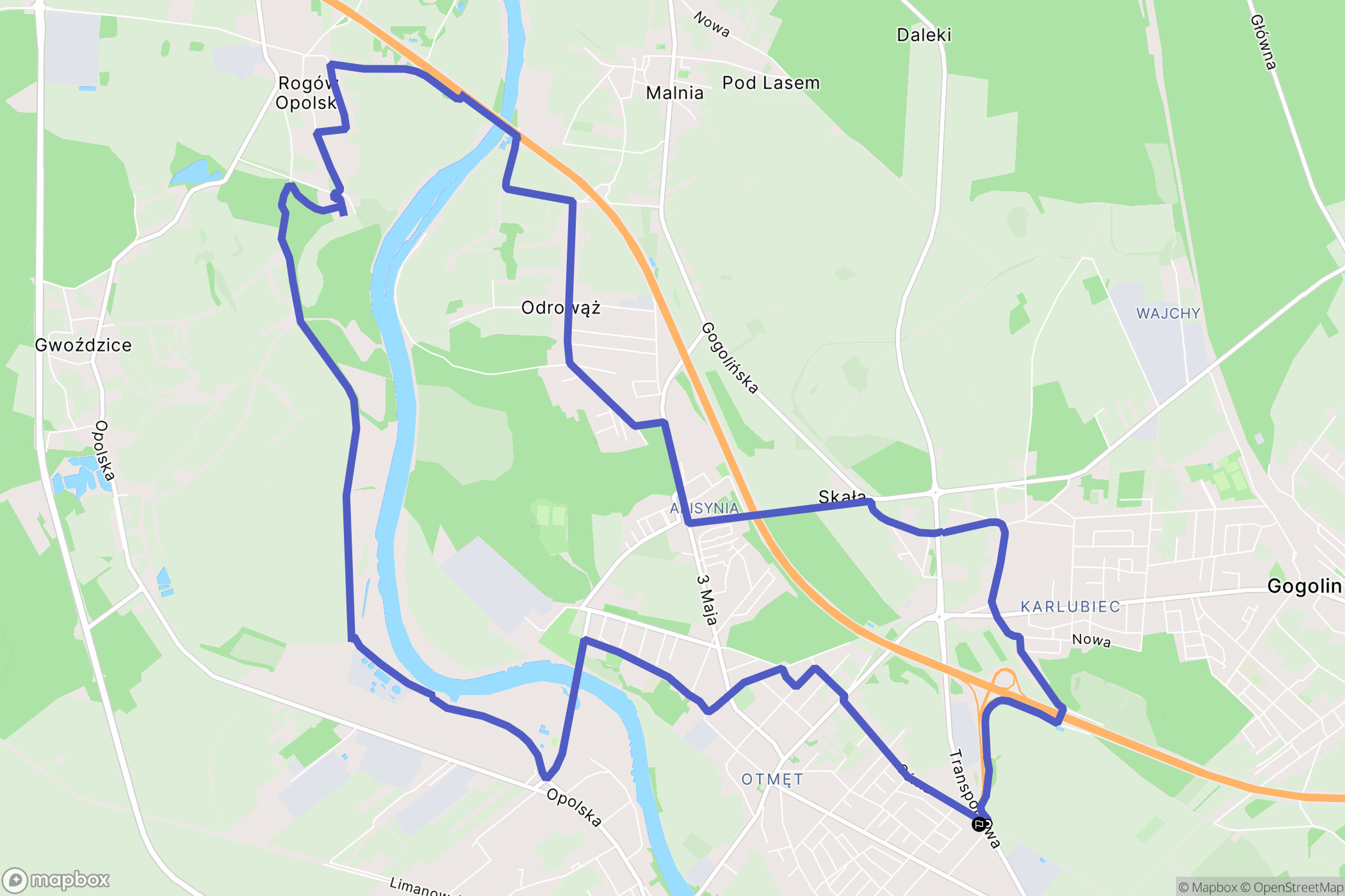 Krapkowice: mapa trasy - Poland