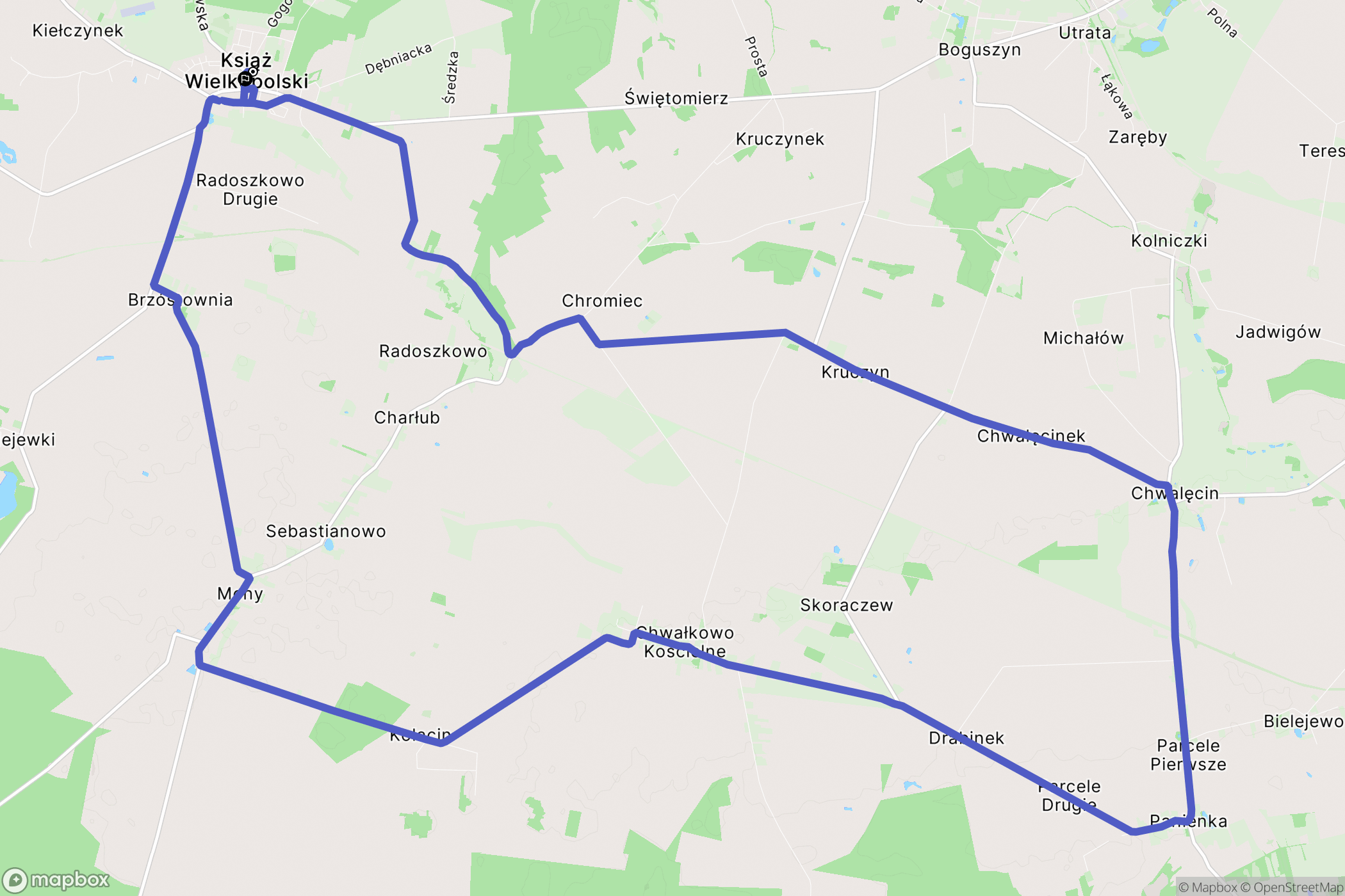 Książ Wielkopolski: mapa trasy - Poland