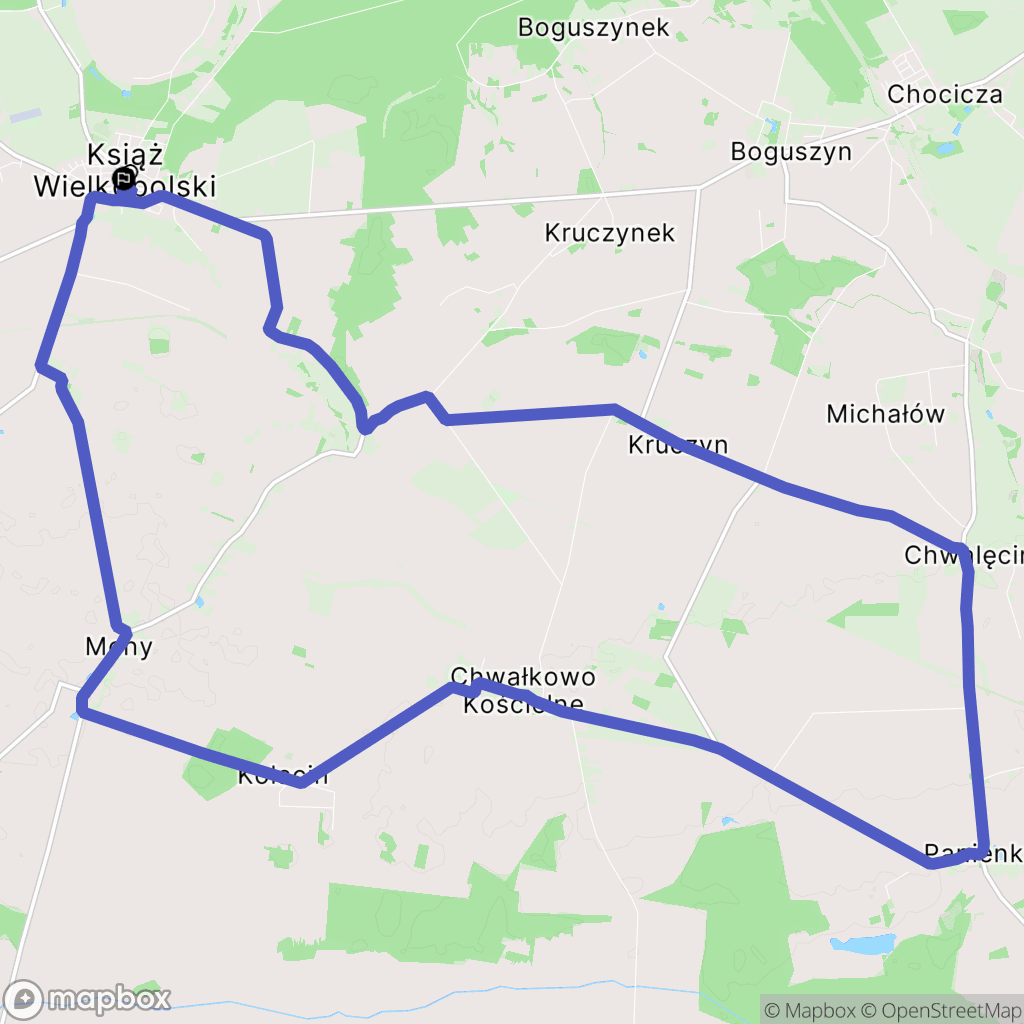 Książ Wielkopolski: mapa trasy - Poland