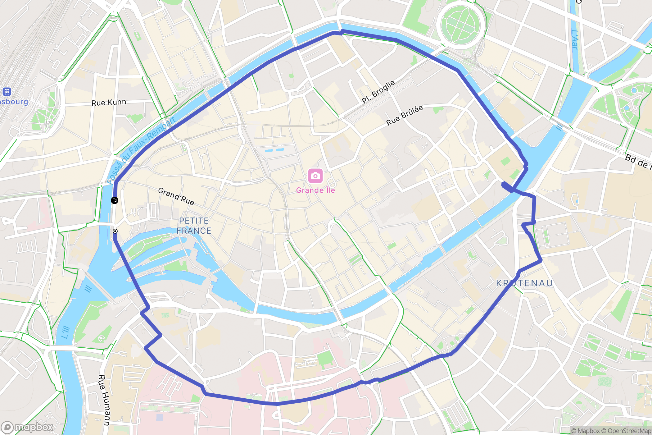 Strasbourg : carte du parcours de randonnée - France