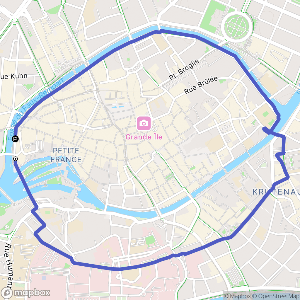 Strasbourg : carte du parcours de randonnée - France