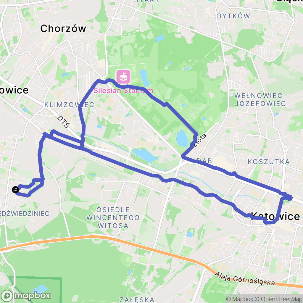 Chorzów: mapa trasy - Poland