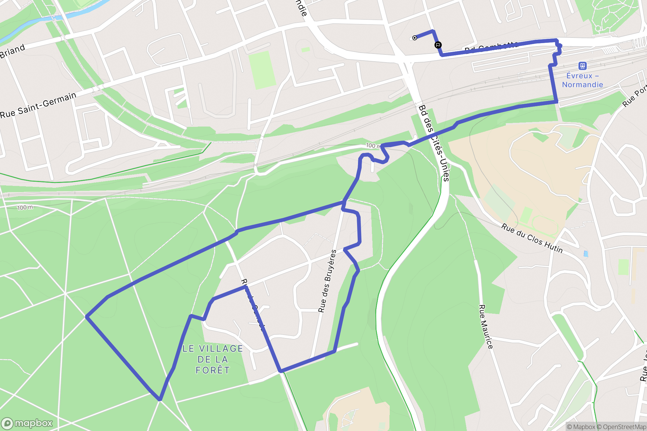 Évreux : carte du parcours de randonnée - France
