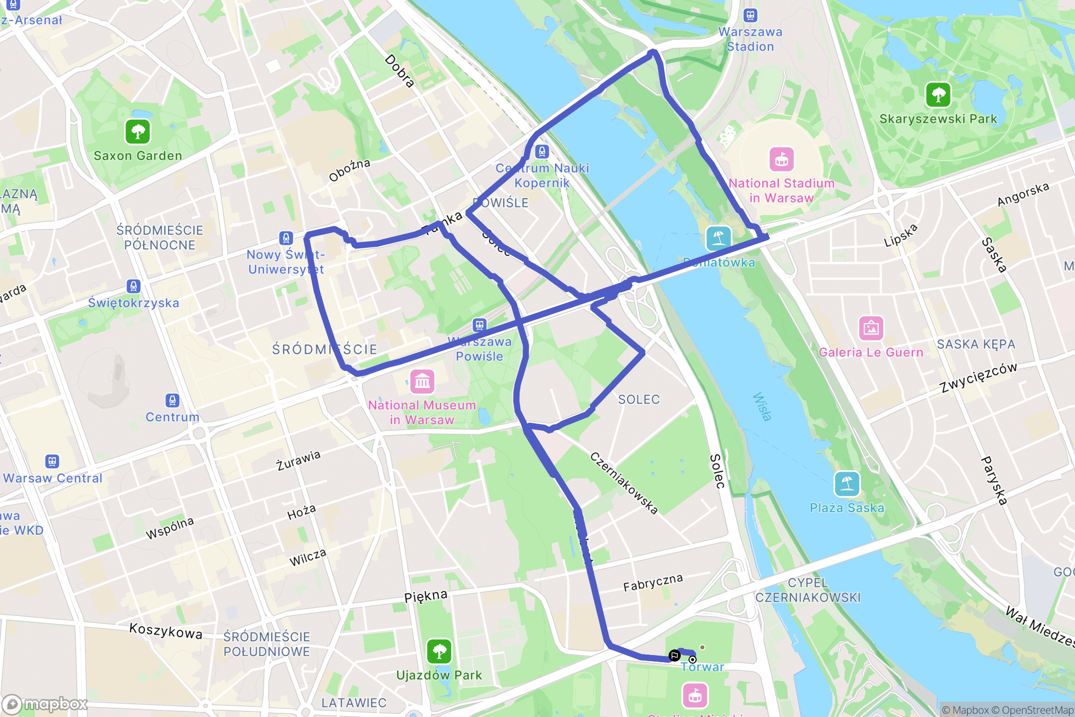 Warszawa: mapa trasy - Poland