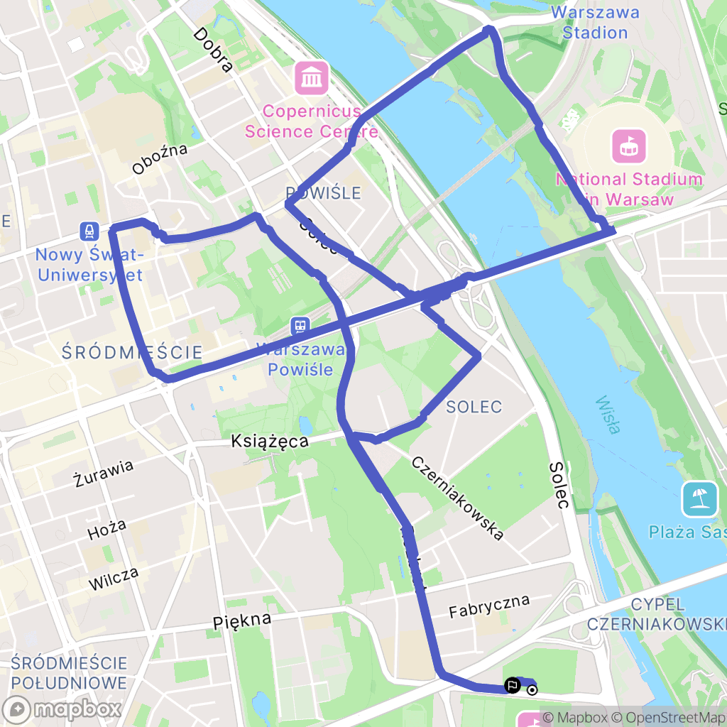 Warszawa: mapa trasy - Poland