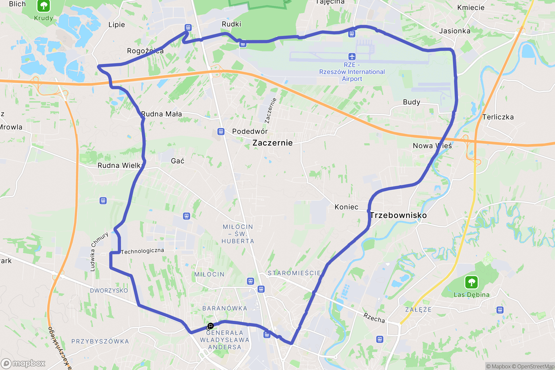 Rzeszów: mapa trasy - Poland