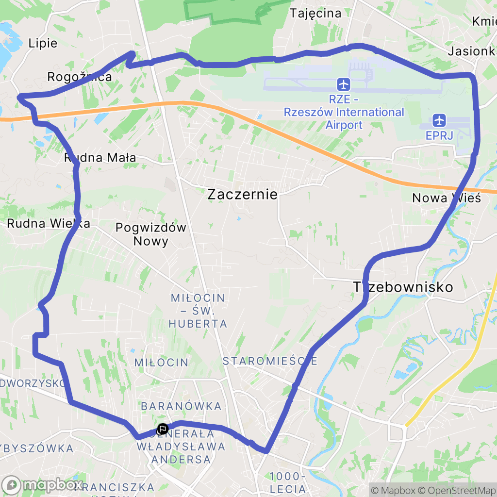 Rzeszów: mapa trasy - Poland