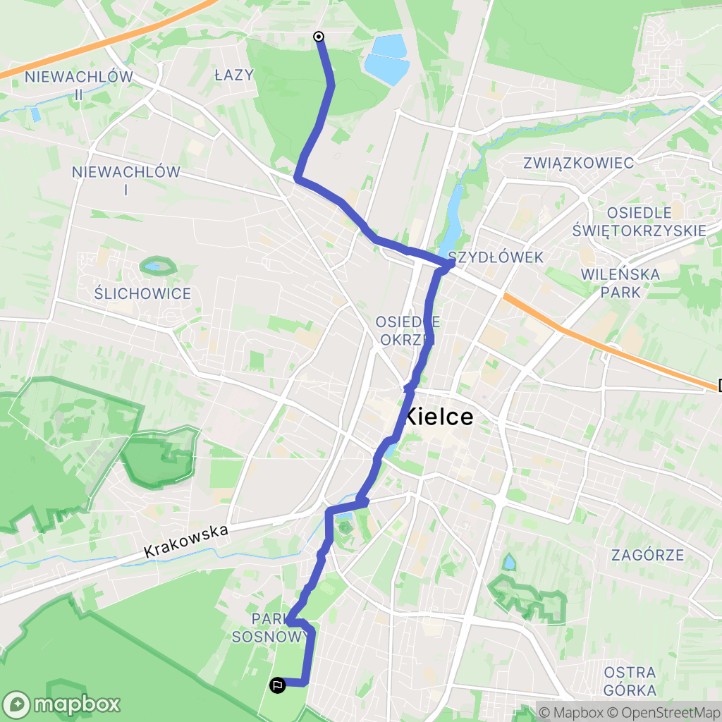 Kielce: mapa trasy - Poland