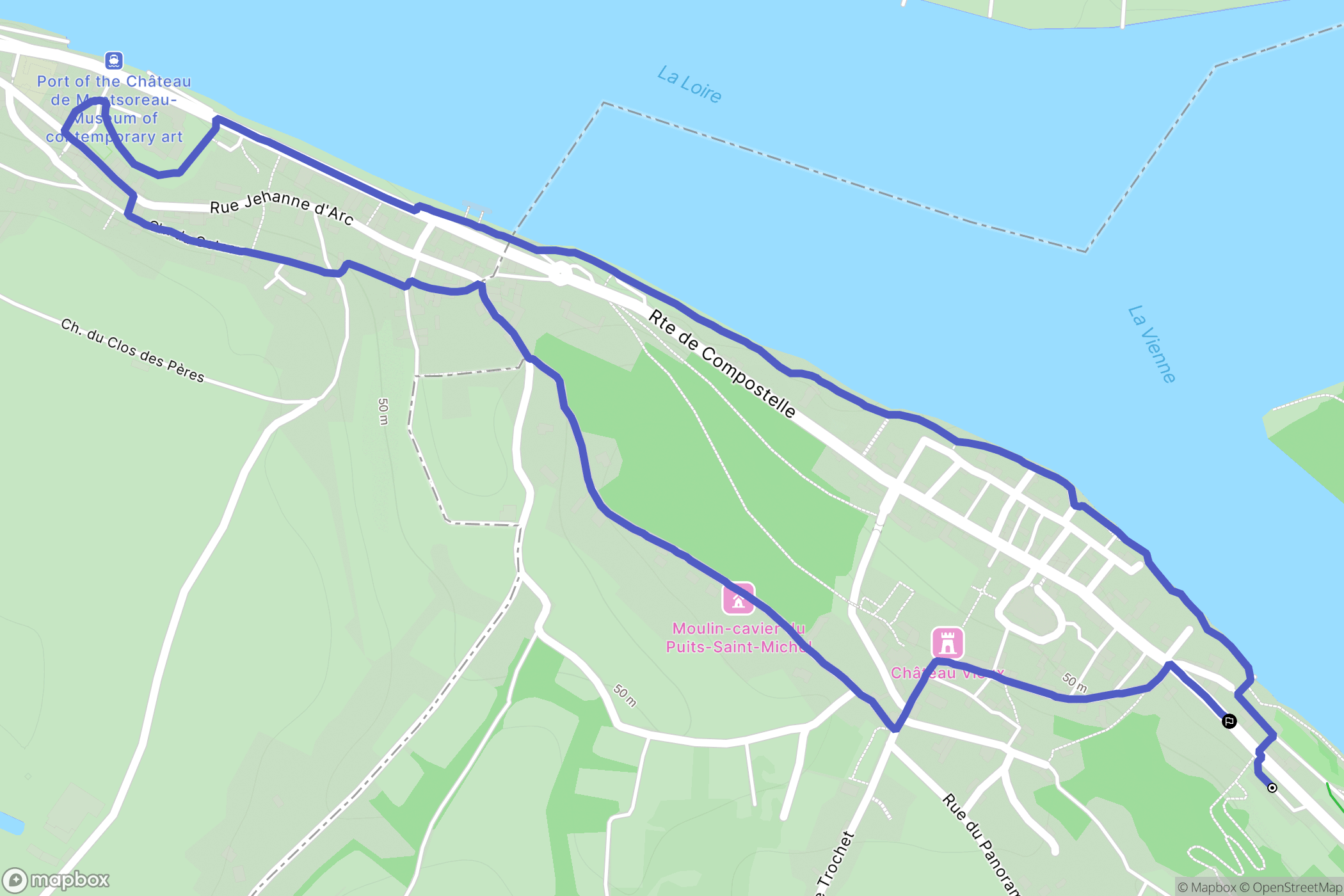 Candes-Saint-Martin : carte du parcours de randonnée - France