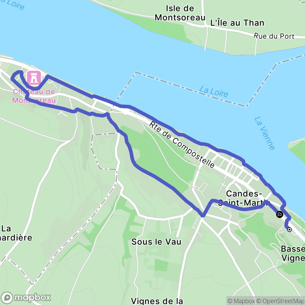 Candes-Saint-Martin : carte du parcours de randonnée - France