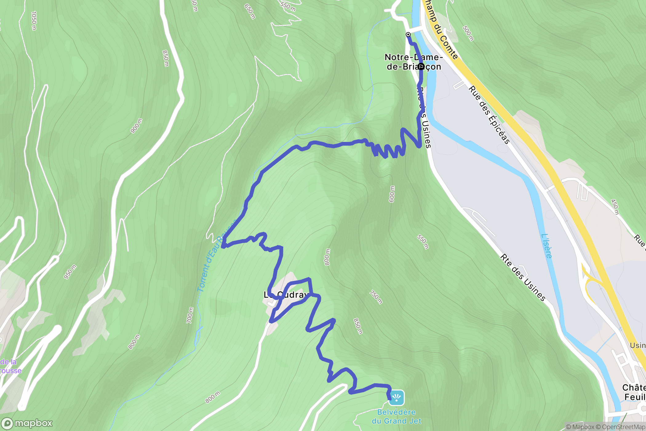 La Léchère : carte du parcours de randonnée - France