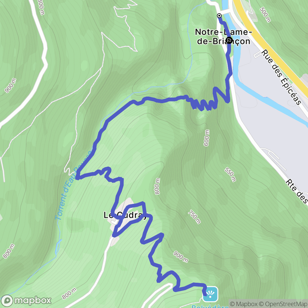 La Léchère : carte du parcours de randonnée - France