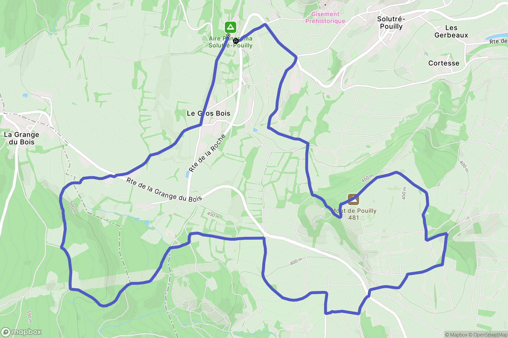 Solutré-Pouilly : carte du parcours de randonnée - France