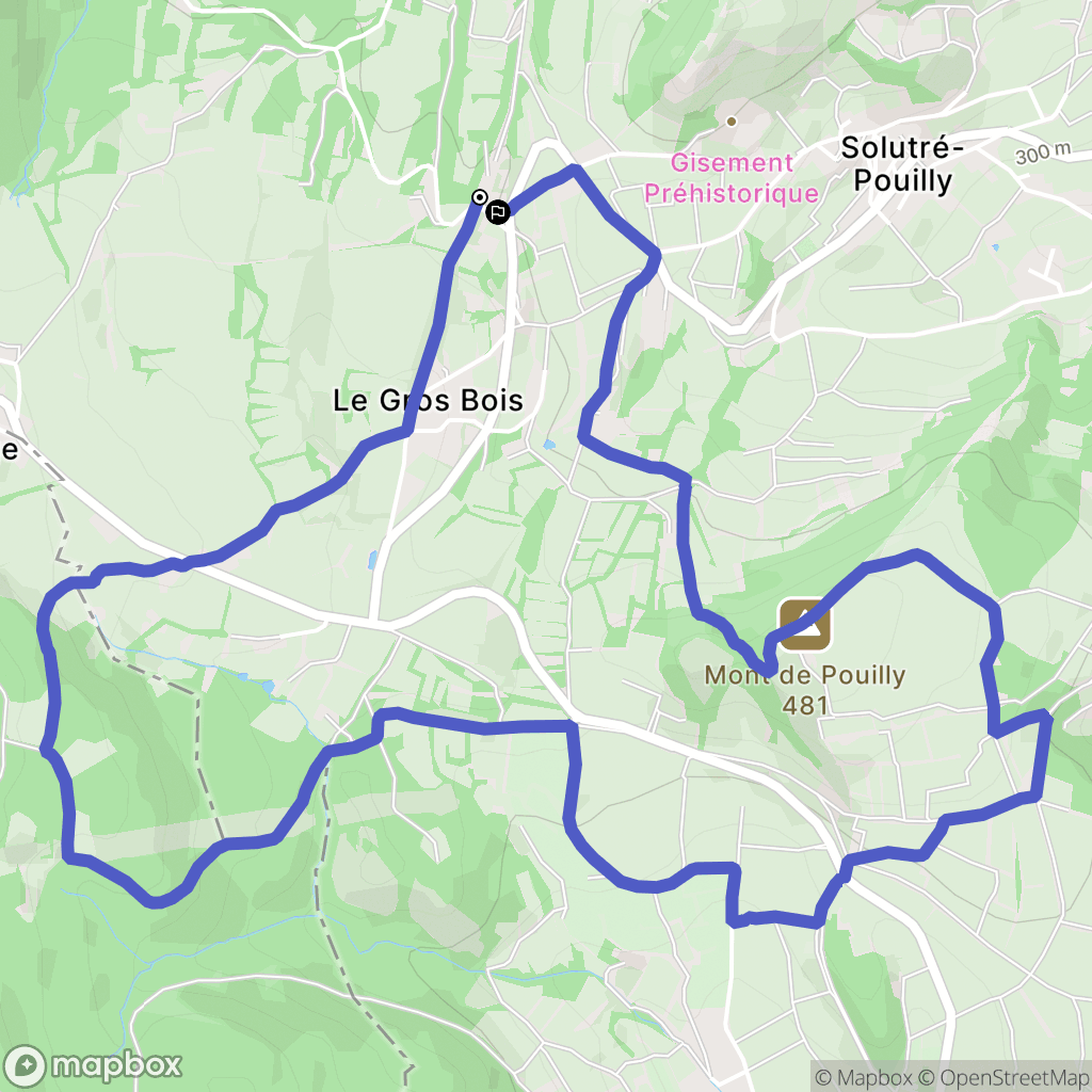Solutré-Pouilly : carte du parcours de randonnée - France