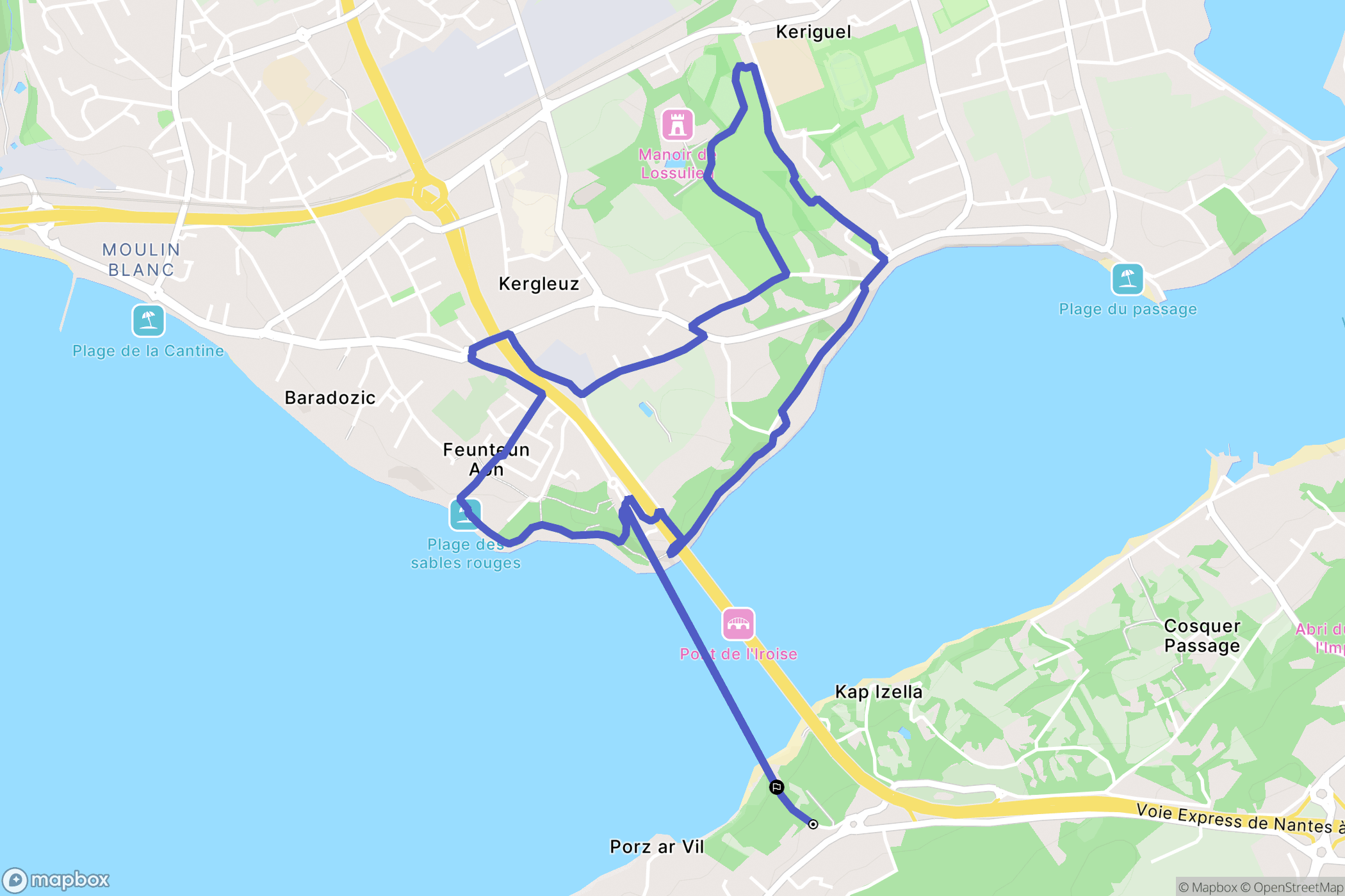 Plougastel-Daoulas : carte du parcours de randonnée - France