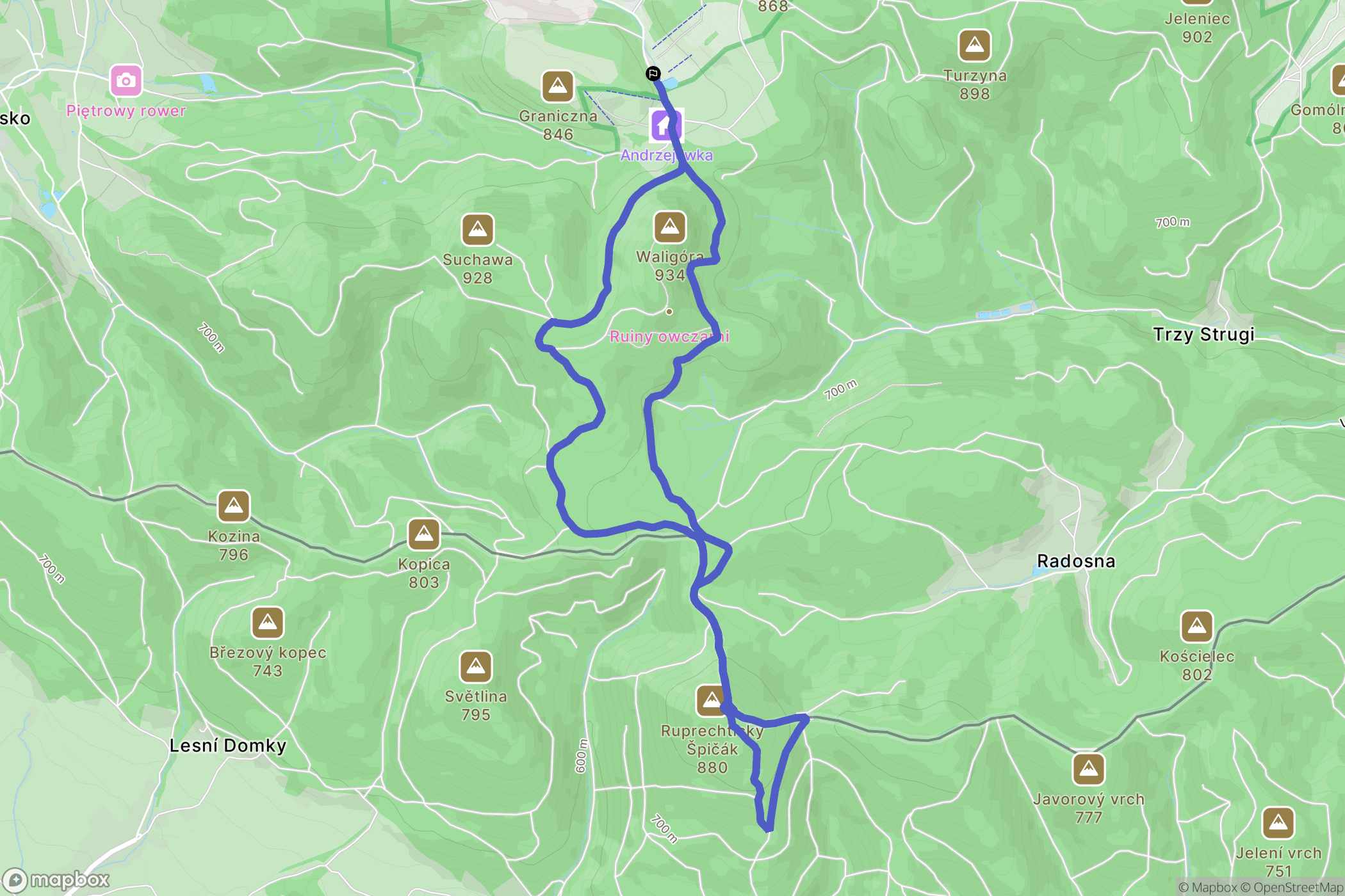 Rybnica Leśna: mapa trasy - Poland