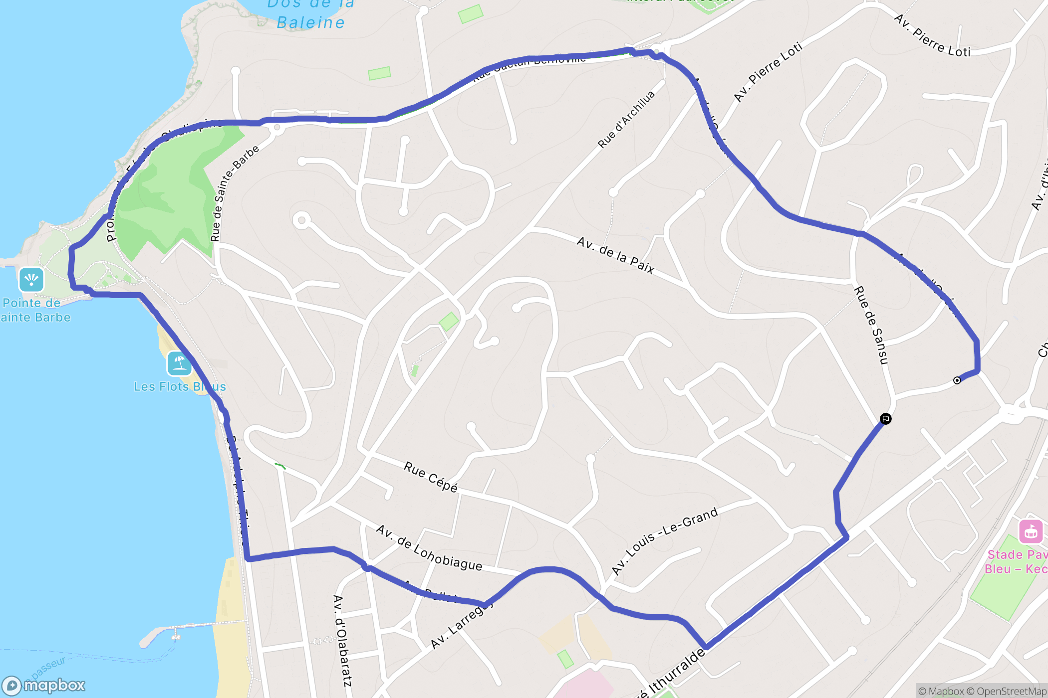 Saint-Jean-de-Luz : carte du parcours de randonnée - France