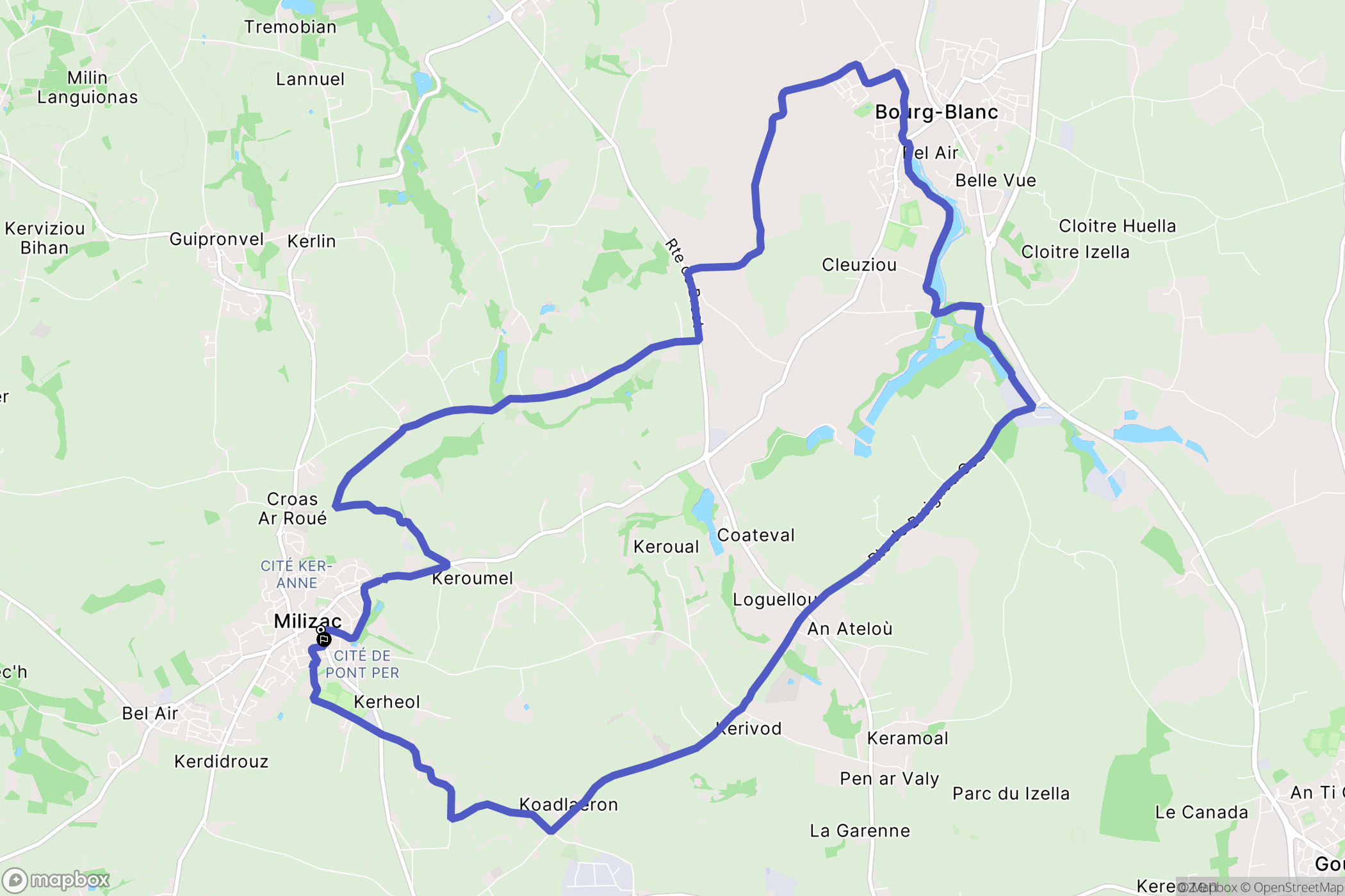 Milizac-Guipronvel : carte du parcours de randonnée - France