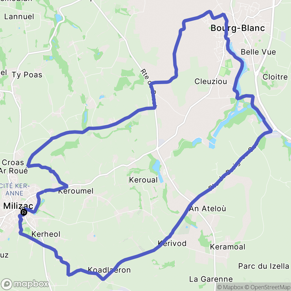 Milizac-Guipronvel : carte du parcours de randonnée - France