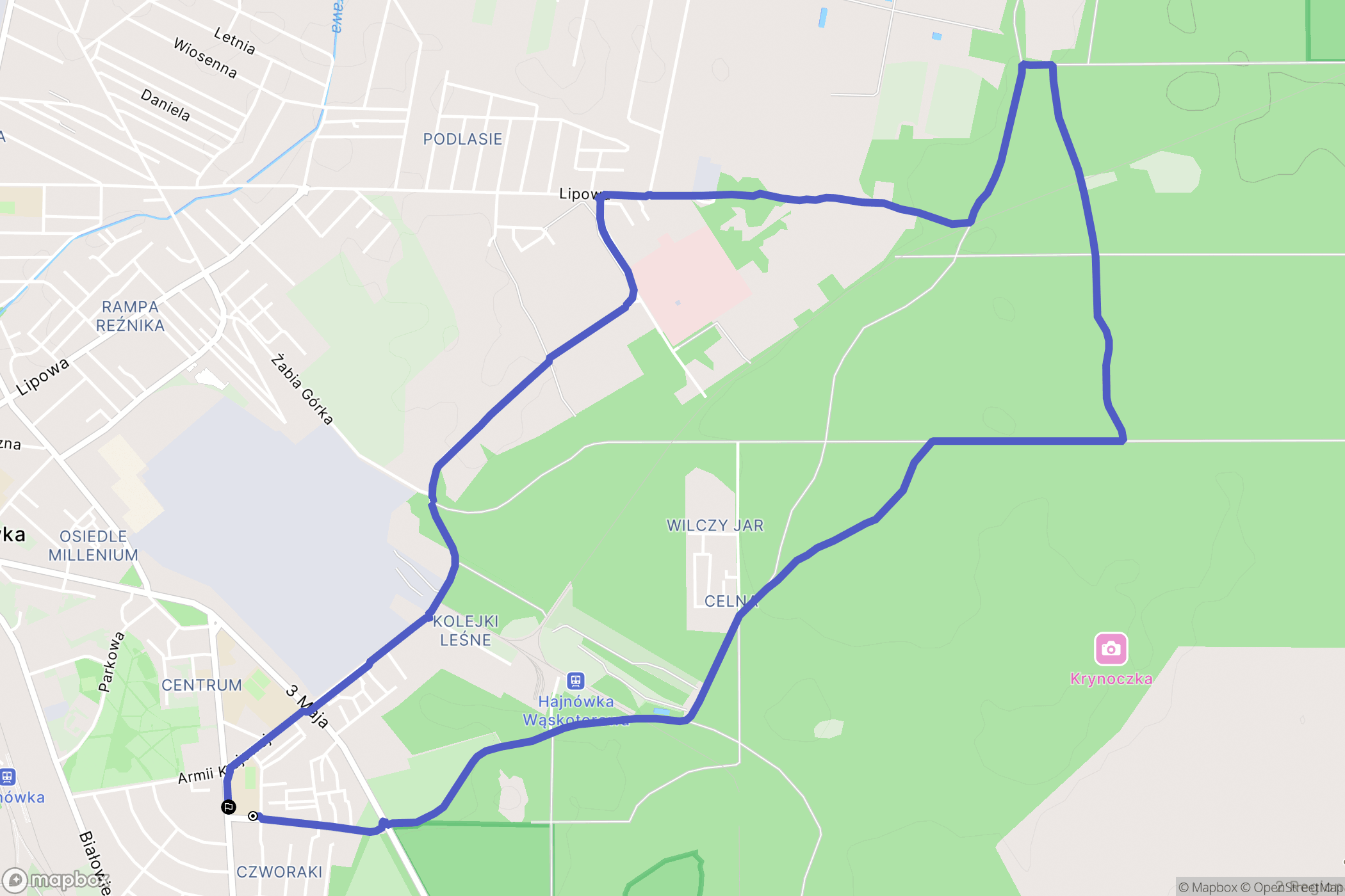 Hajnówka: mapa trasy - Poland